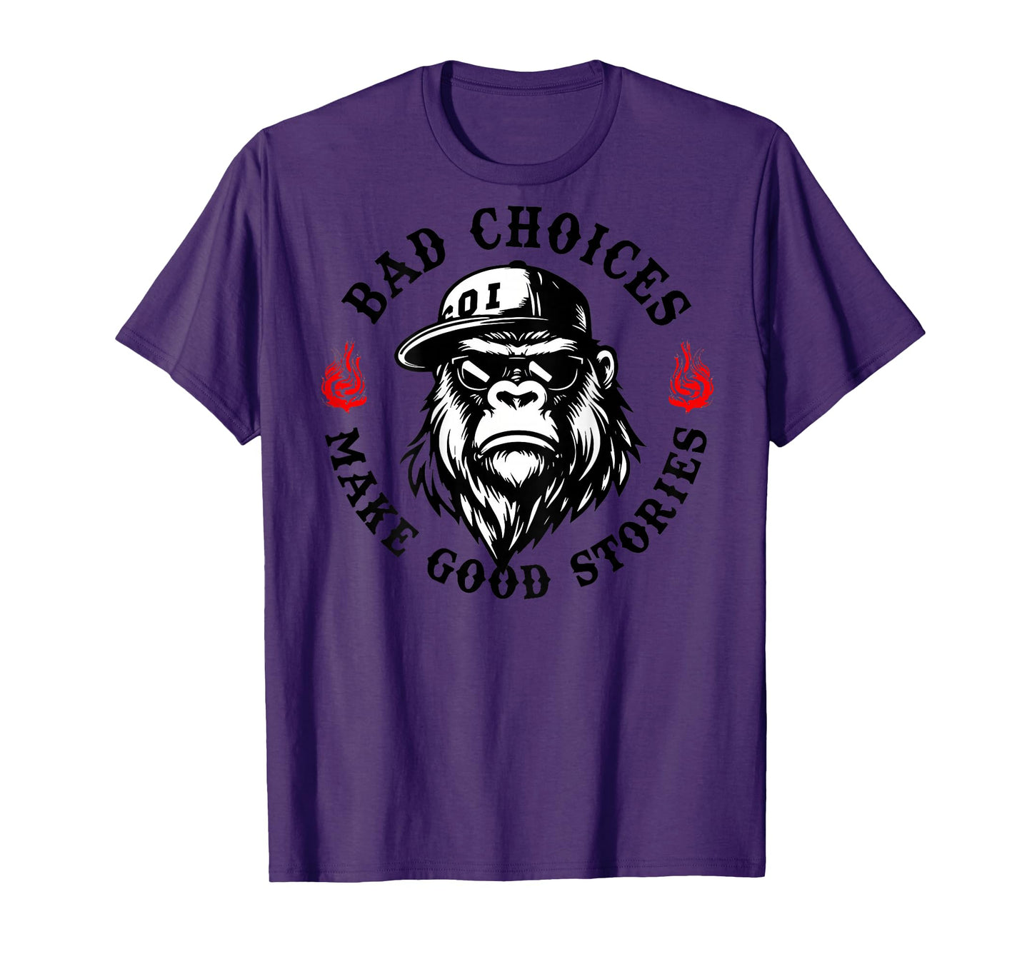 Bad Choices Make Good Stories Funny Monkey (On Back) T-Shirt