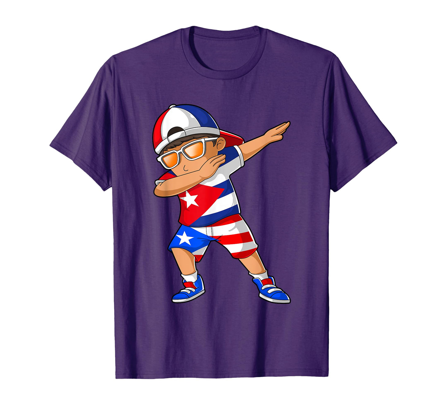 Half Cuban Half Puerto Rican Boy Kid Cuba Puerto Rico Flag T-Shirt