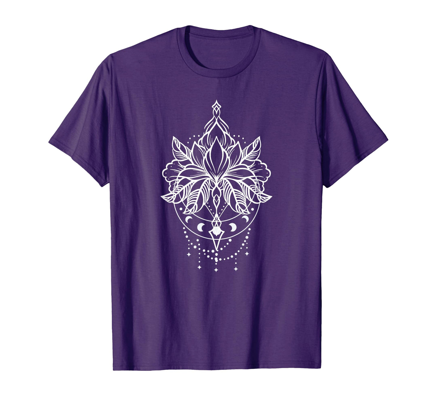 Mandala Lotus Flower Moon Phases Boho Women's Spiritual Tee T-Shirt