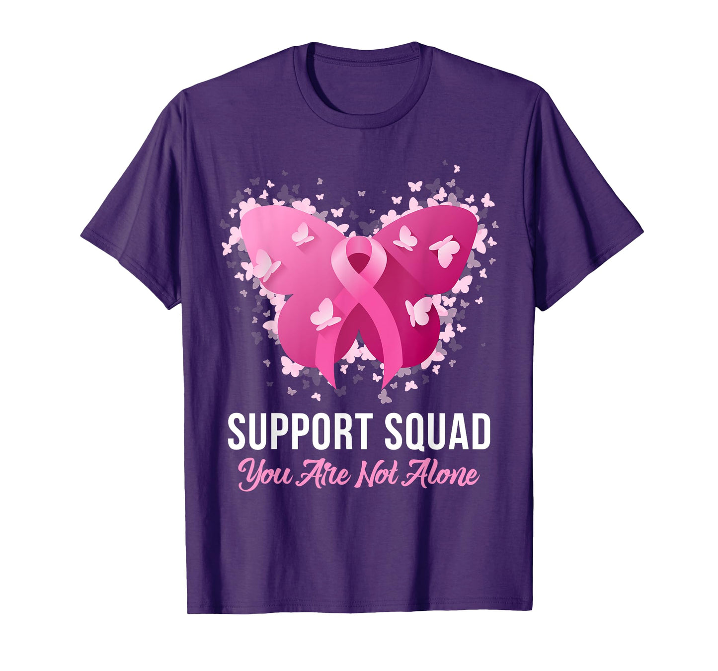 Support Squad Breast Cancer Awareness Pink Ribbon Butterfly T-Shirt