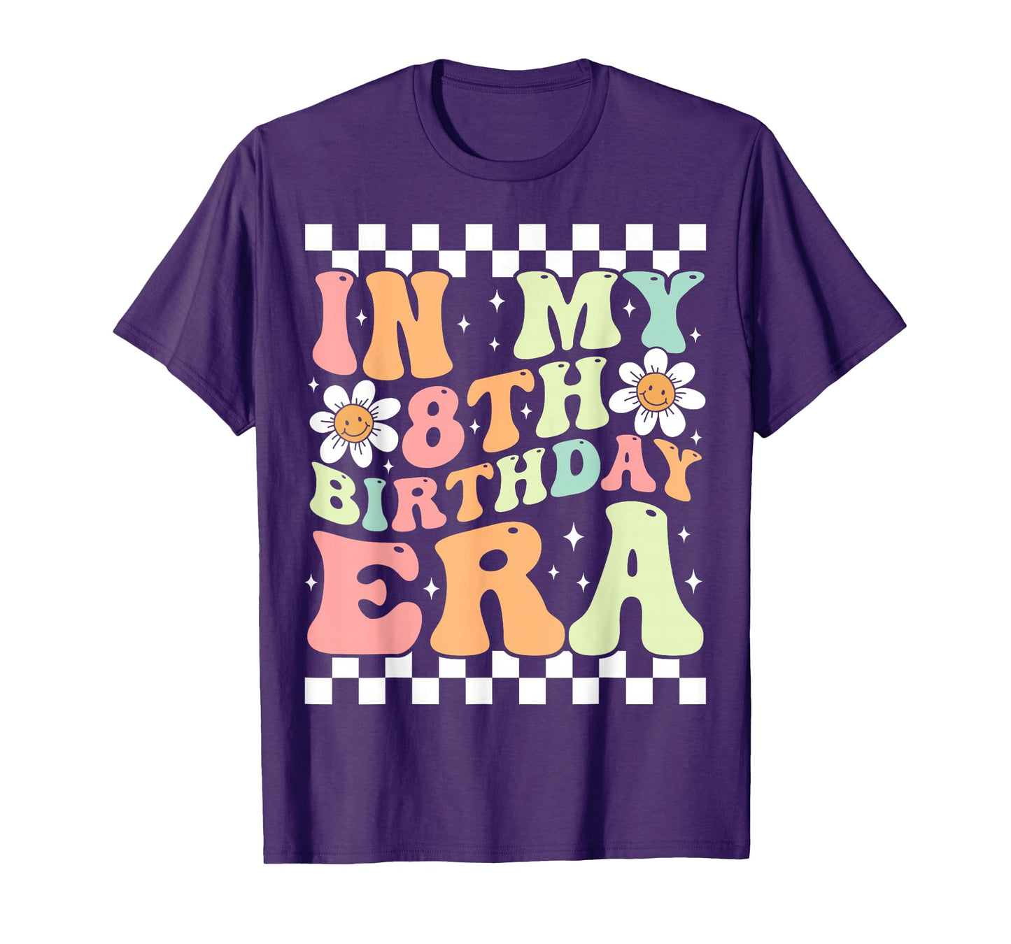 In My 8th Birthday Era Cute Daisy Groovy 8th Birthday Party T-Shirt