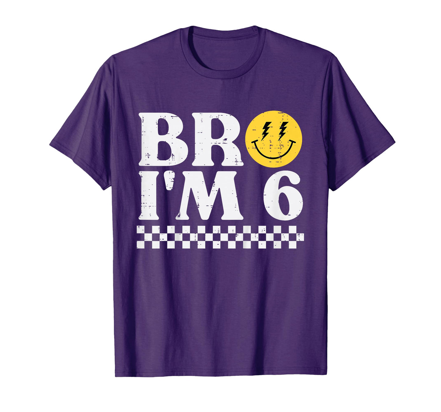 6th Birthday Bro Im 6 Smile Retro Bday Groovy Boys Girls Kid T-Shirt