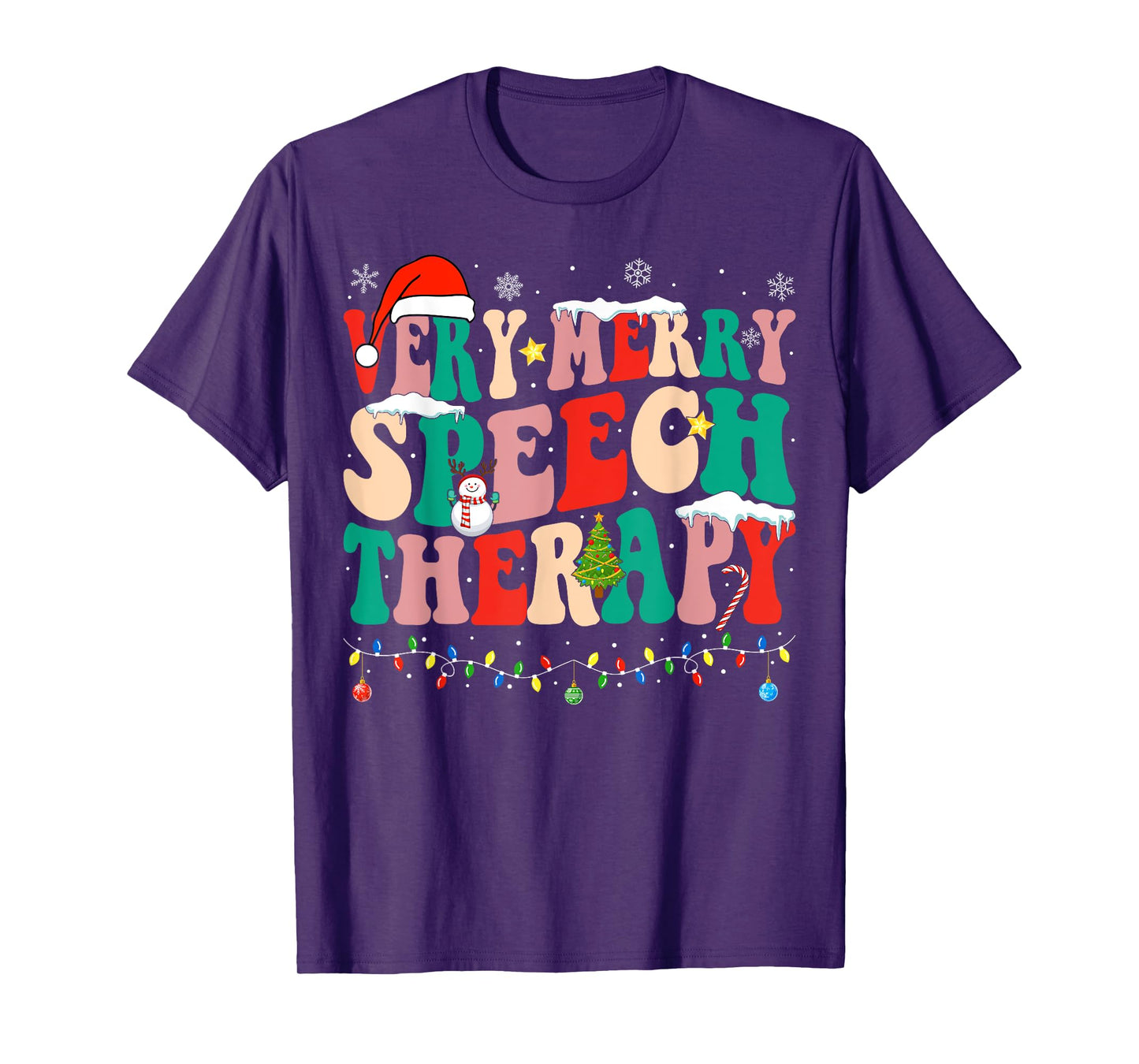 Very Merry Speech Therapy Christmas Speech Therapist SLP T-Shirt
