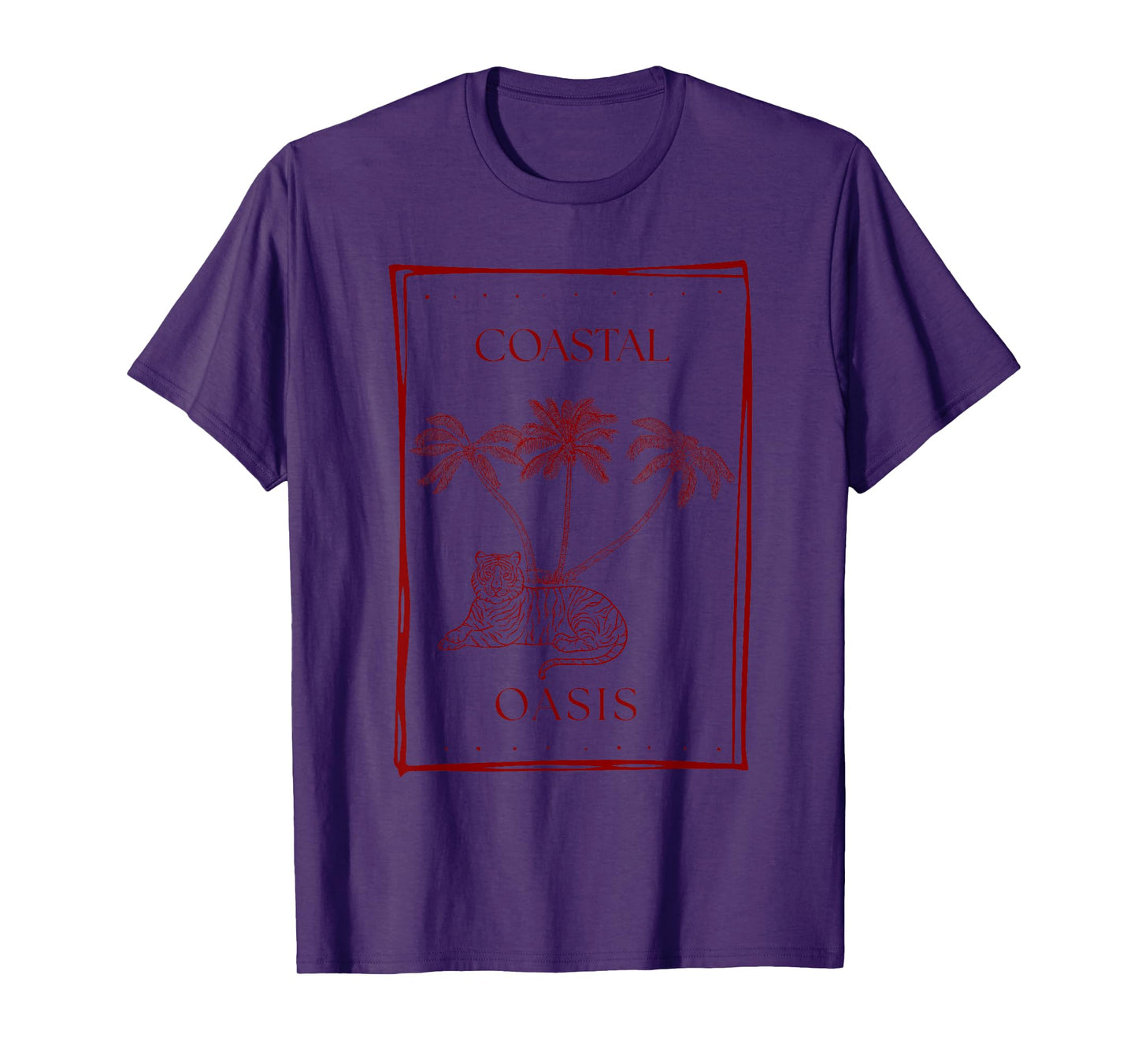 Summer Tropical Coastal Oasis Coconut Trees Tiger Beach Wave T-Shirt