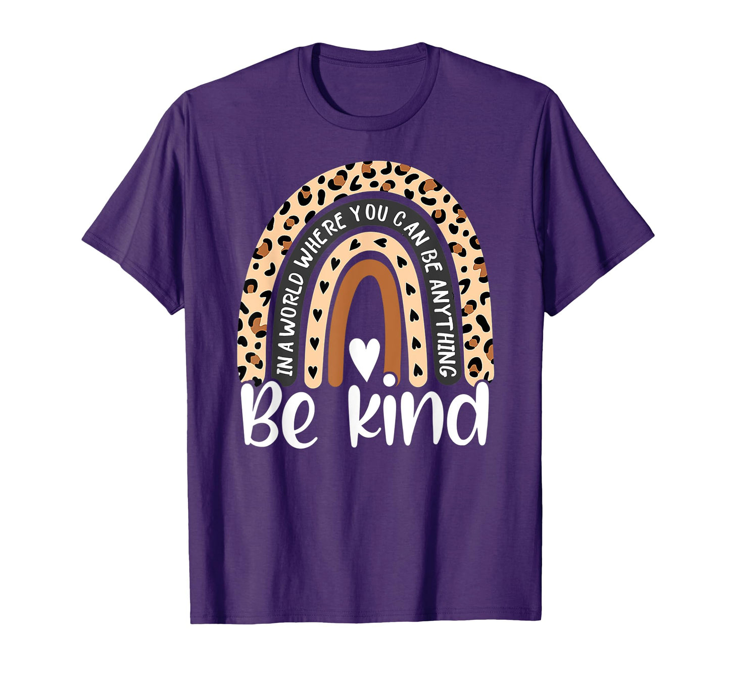 Be Kind Boho Leopard Rainbow Kindness Inspirational Cute T-Shirt