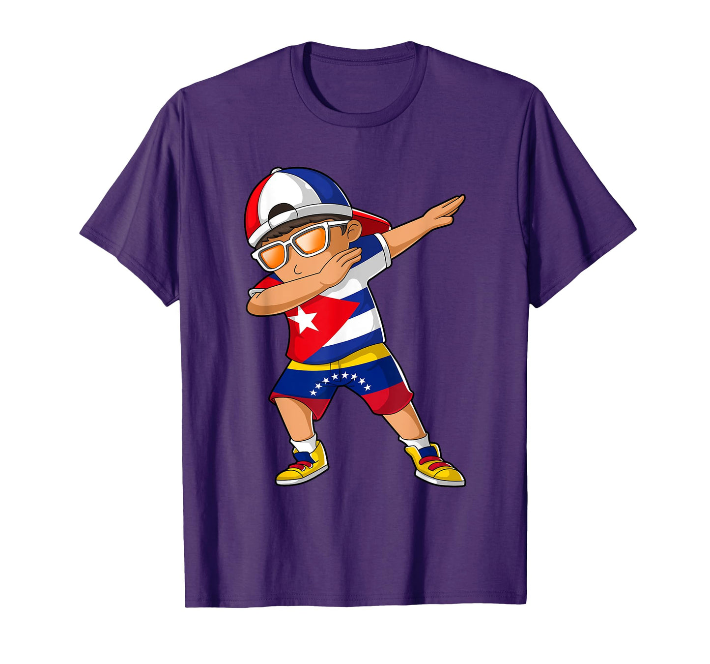 Half Cuban Half Venezuelan Boy Kid Cuba Venezuela Flag T-Shirt