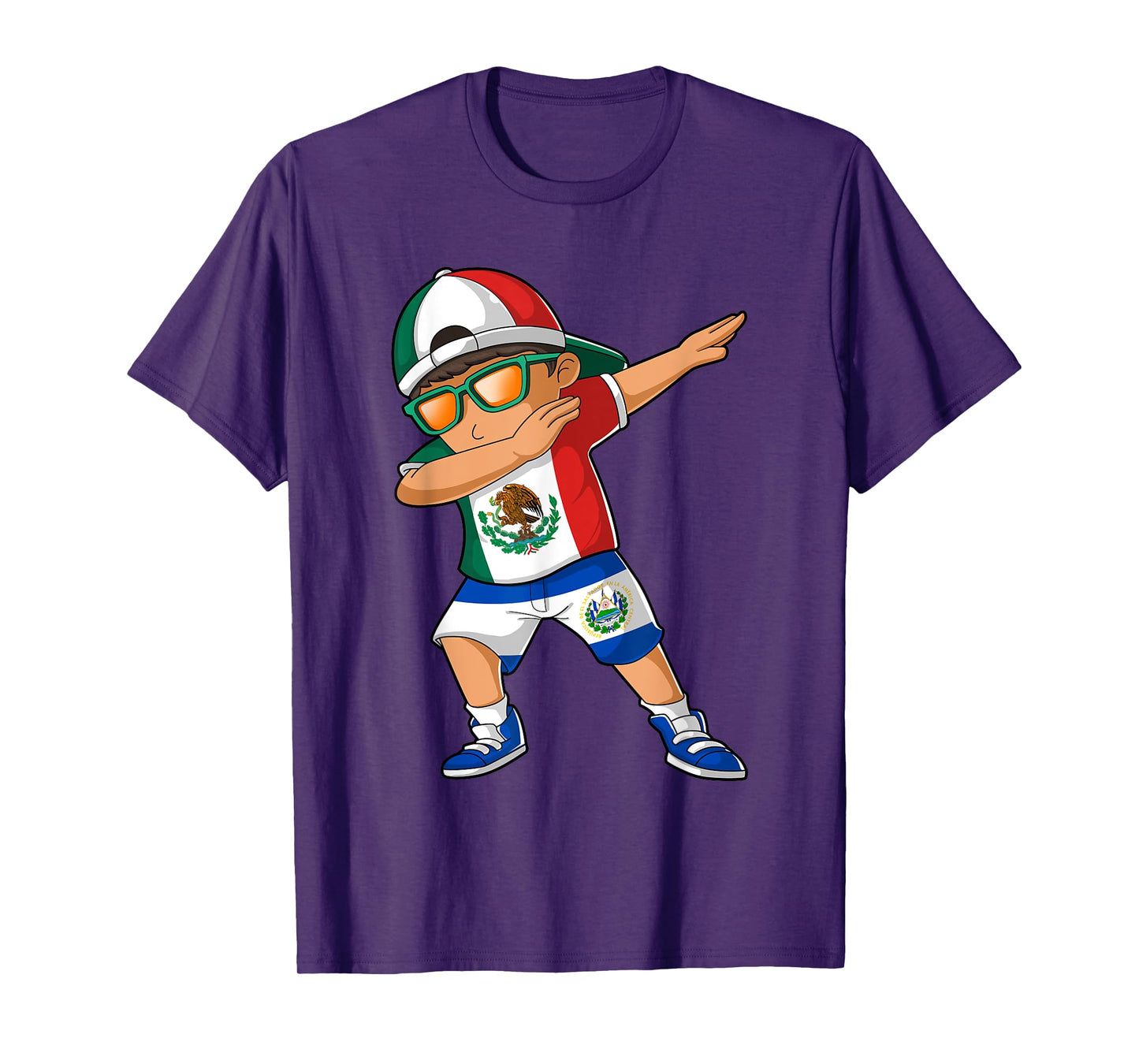 Half Mexican Half Salvadoran Boy Mexico El Salvador Flag T-Shirt
