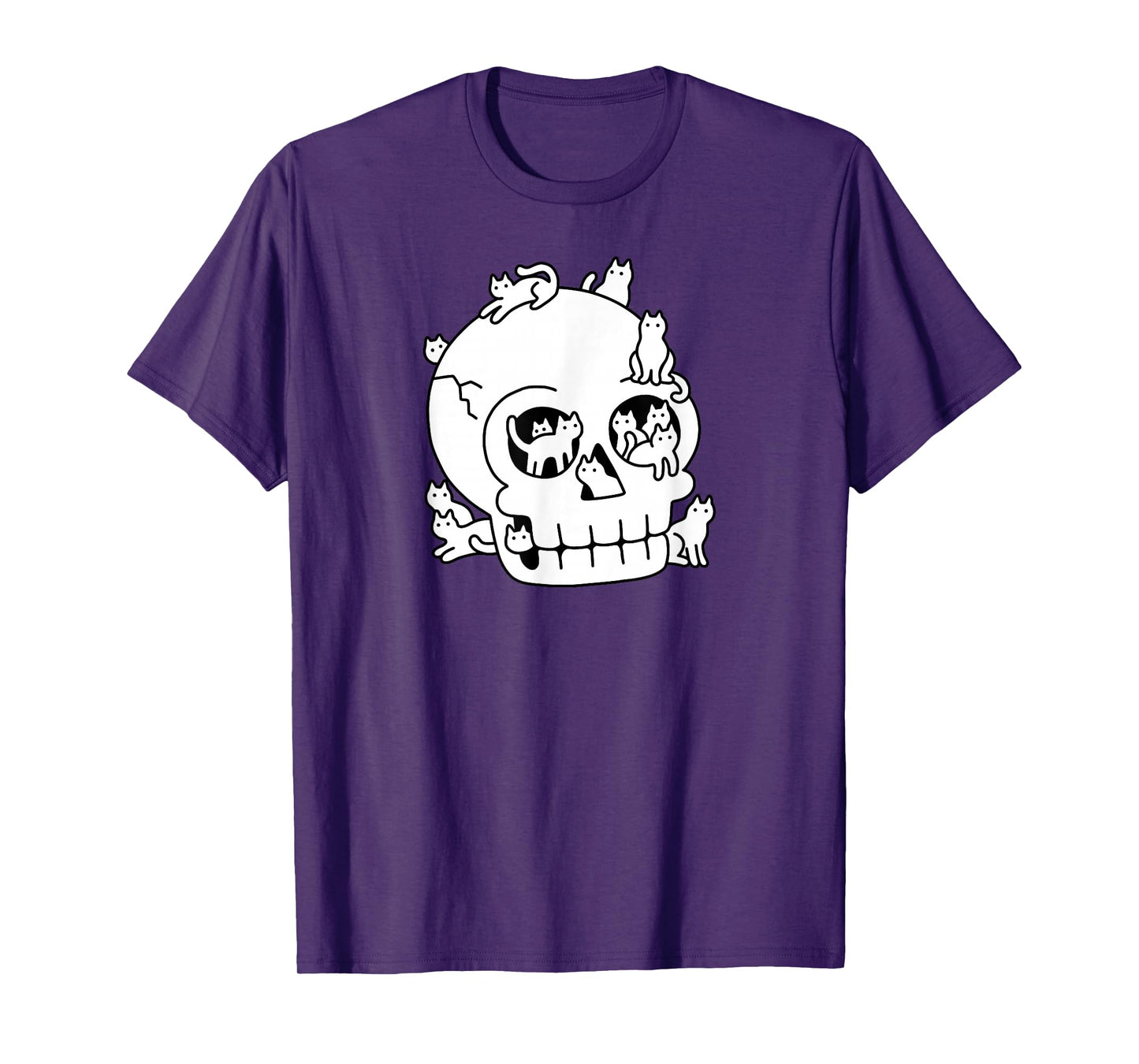 Threadless Obinsun Skull Is Full Of Cats Doodle Graphic T-Shirt