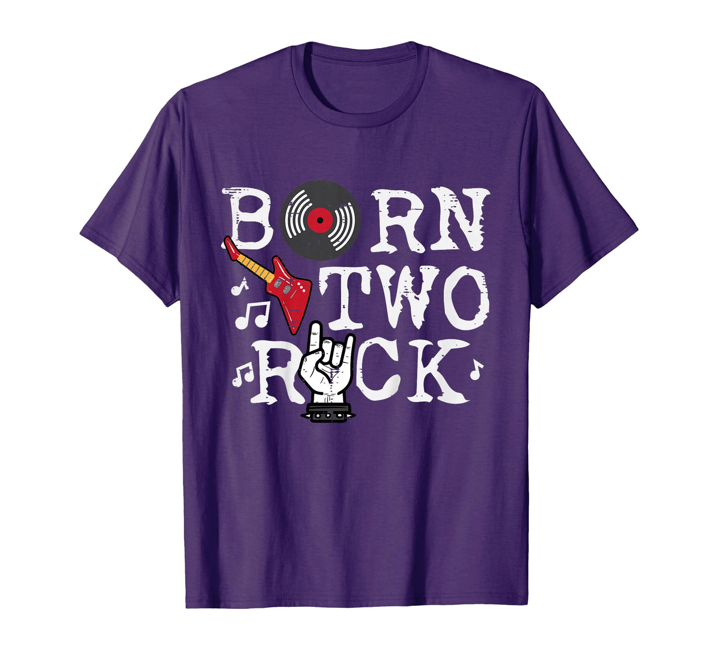 Kids 2nd Birthday Guitar Born Two 2 Rock Rocker Bday Boys Kids T-Shirt