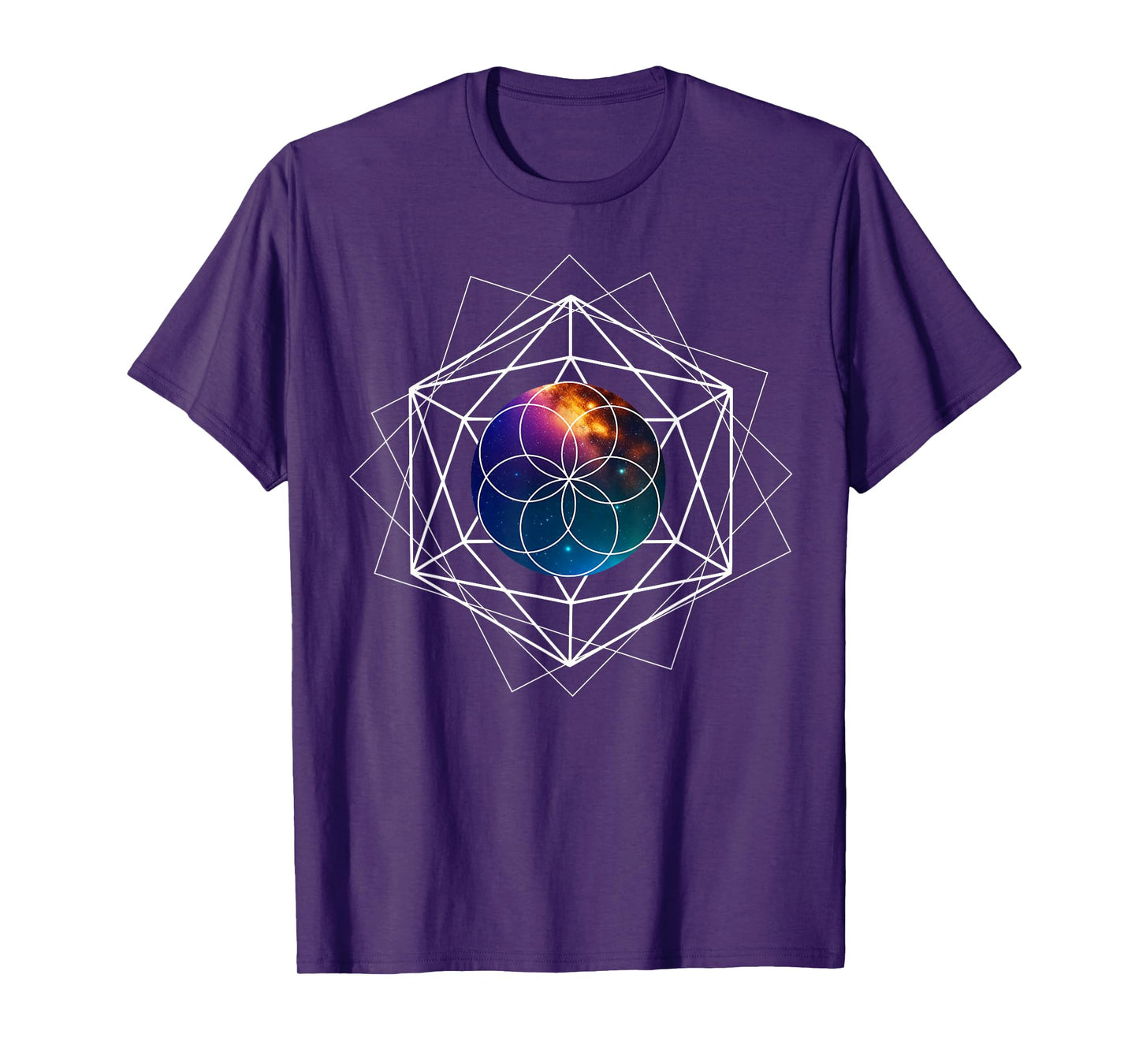 Seed of Life Sacred Geometry Galaxy Metaphysical Yoga Reiki T-Shirt