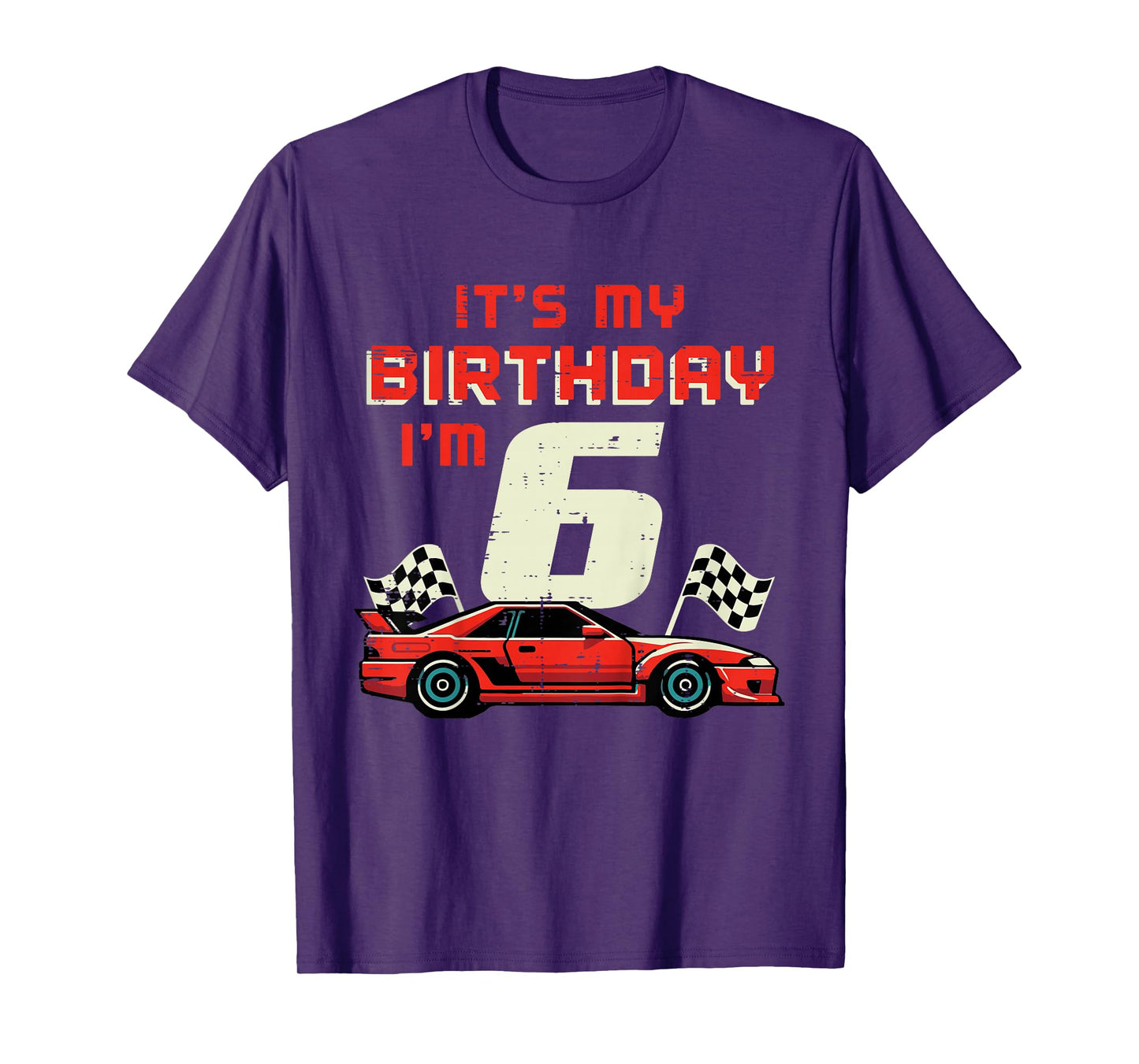 Kids Its My Birthday Im 6 Race Car 6th Bday Six Year Old Boys Kid T-Shirt