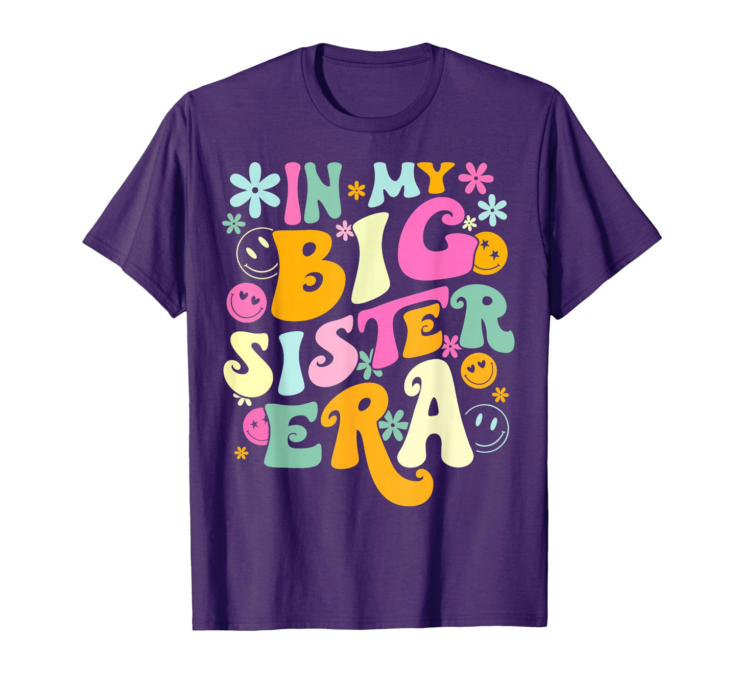 Groovy In My Big Sister Era Birthday Baby Reveal Est 2024 T-Shirt