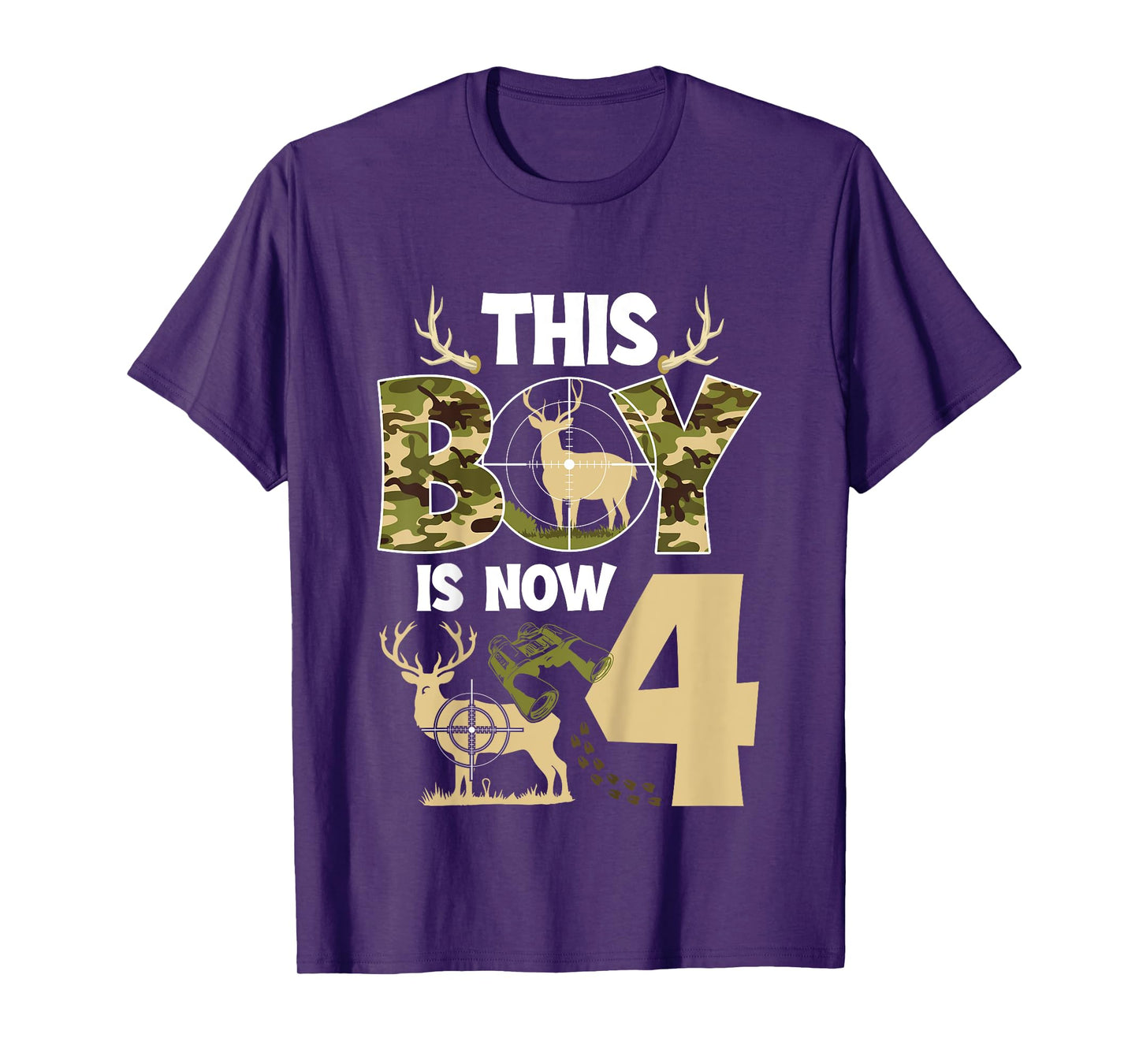 4th Hunting Birthday Party 4 Year Old Hunter Birthday T-Shirt