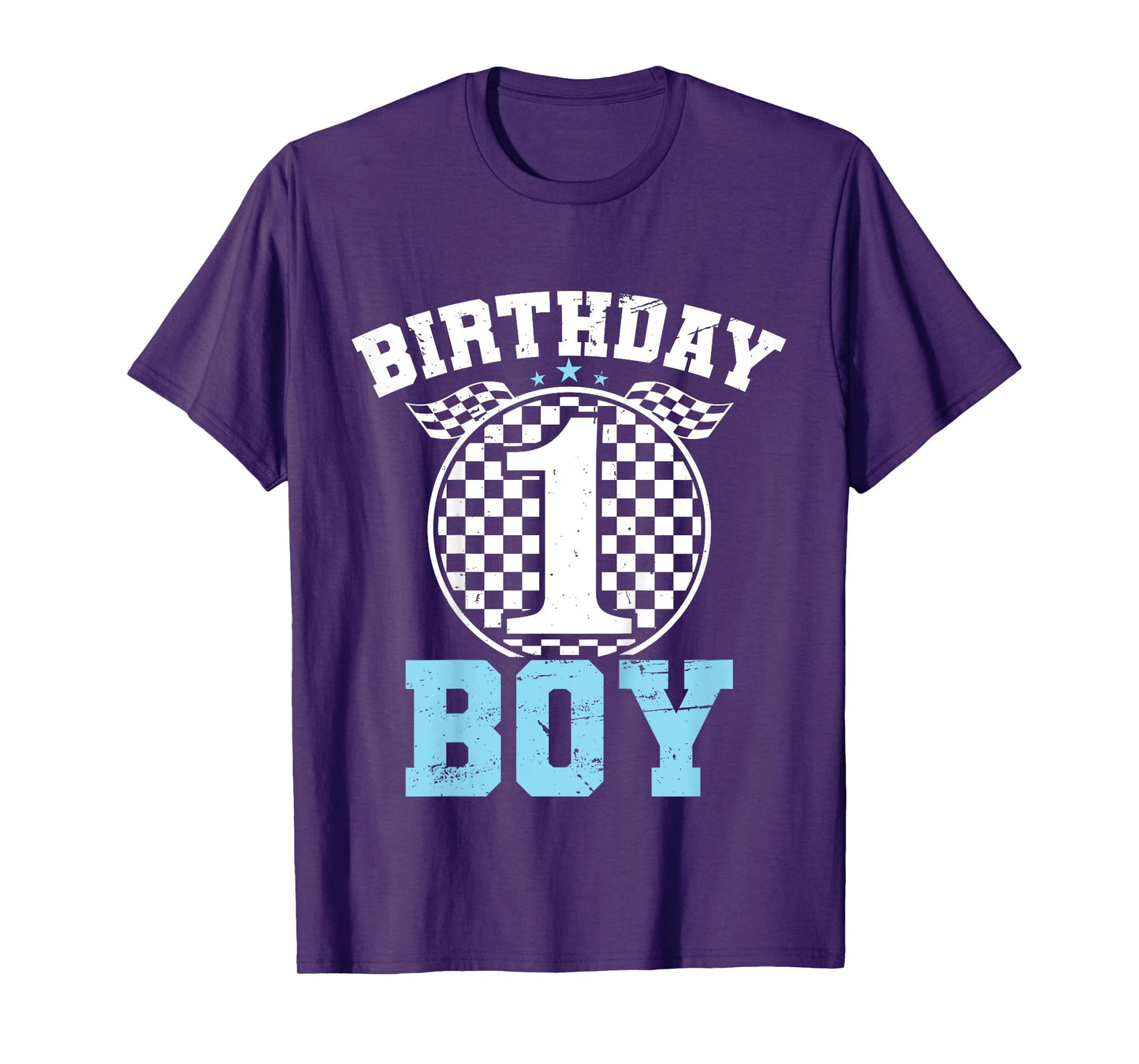 Kids 1st Birthday Boy 1 One Race Car 1st Birthday Racing Car Flag T-Shirt
