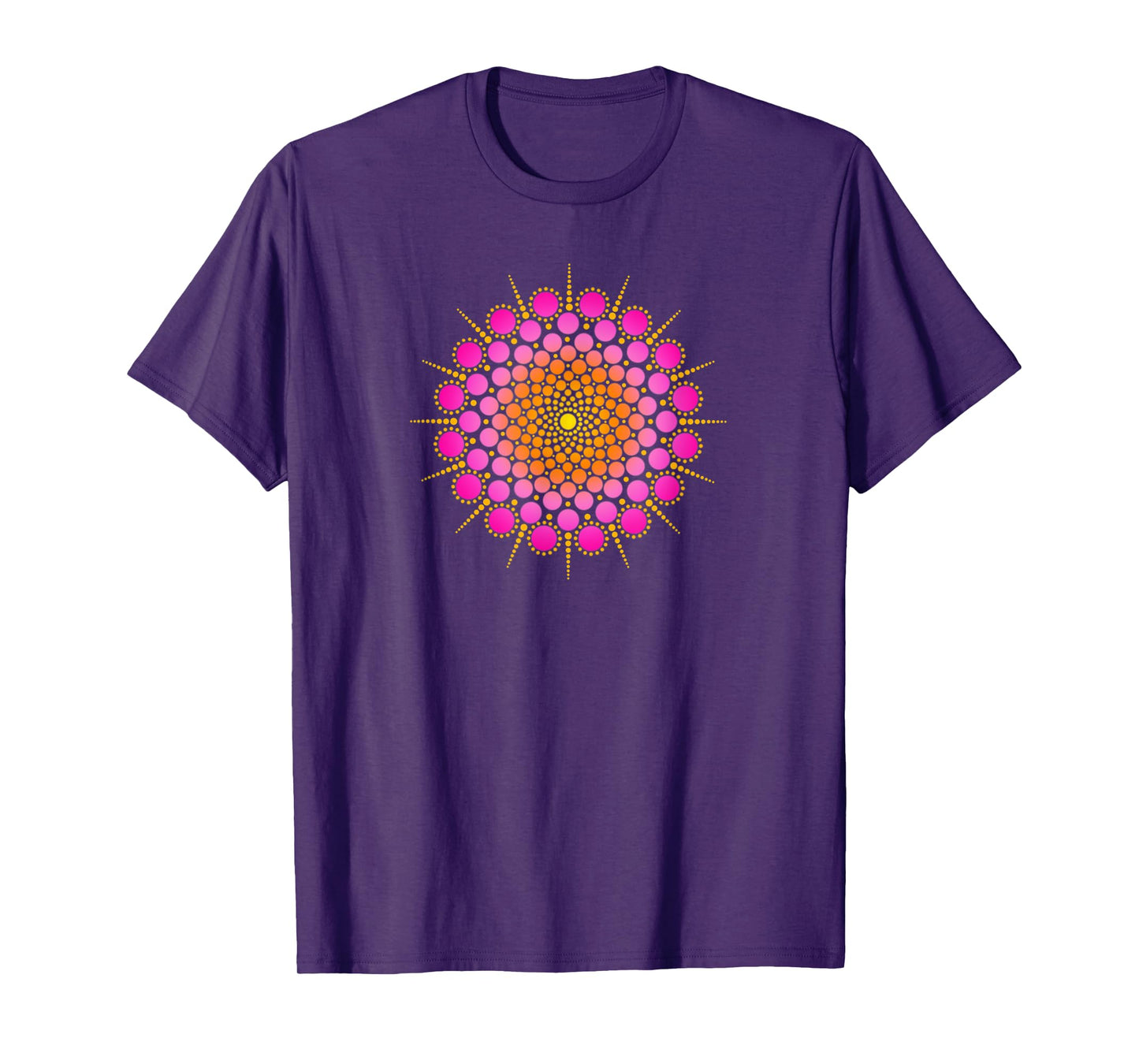Zen Yoga Meditation Mehndi Dot Mandala Pink Orange Yellow T-Shirt