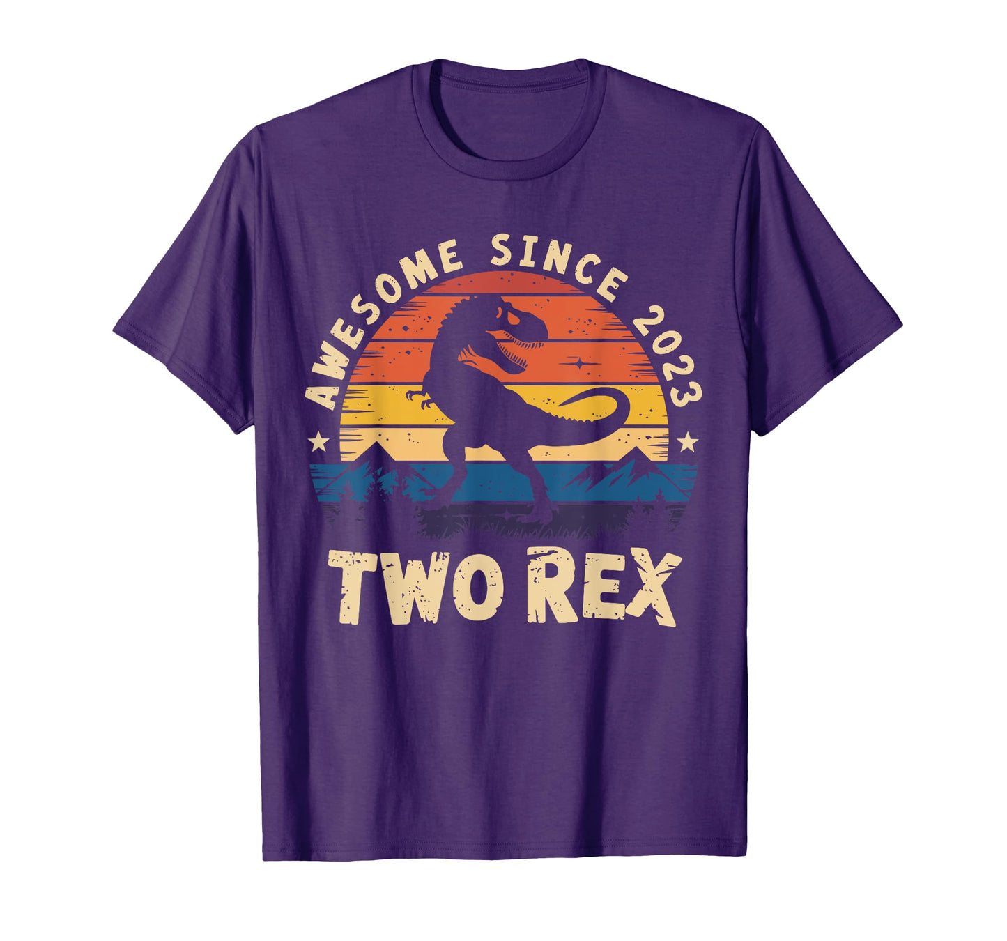 Two Rex 2nd Birthday Bday Boys Second Dinosaur 2 Year Old T-Shirt