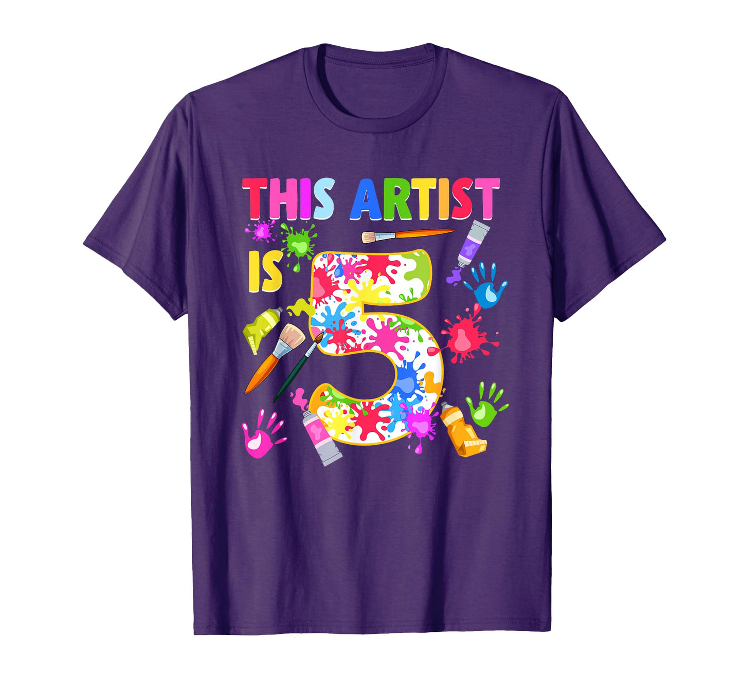 This Artist Is 5 Year Old Birthday 5th Painting Art Party T-Shirt