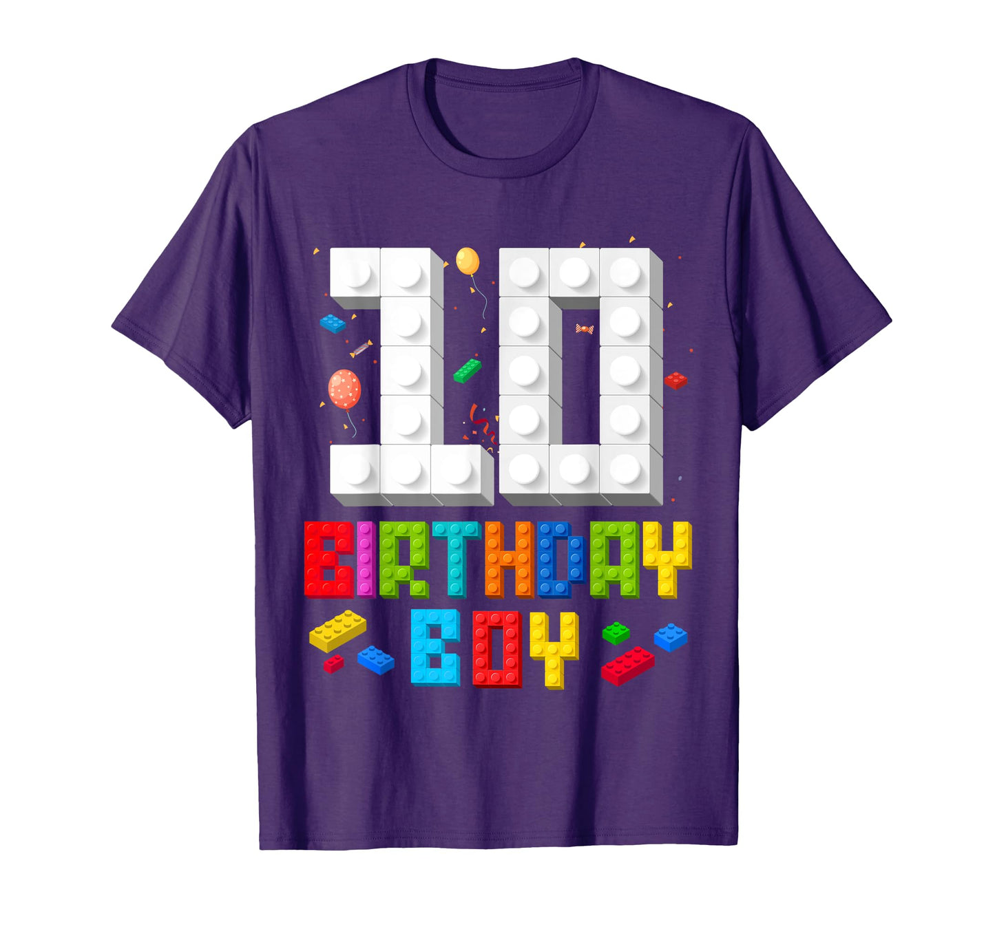 10th Birthday Boy Master Builder 10 Years Old Building Block T-Shirt