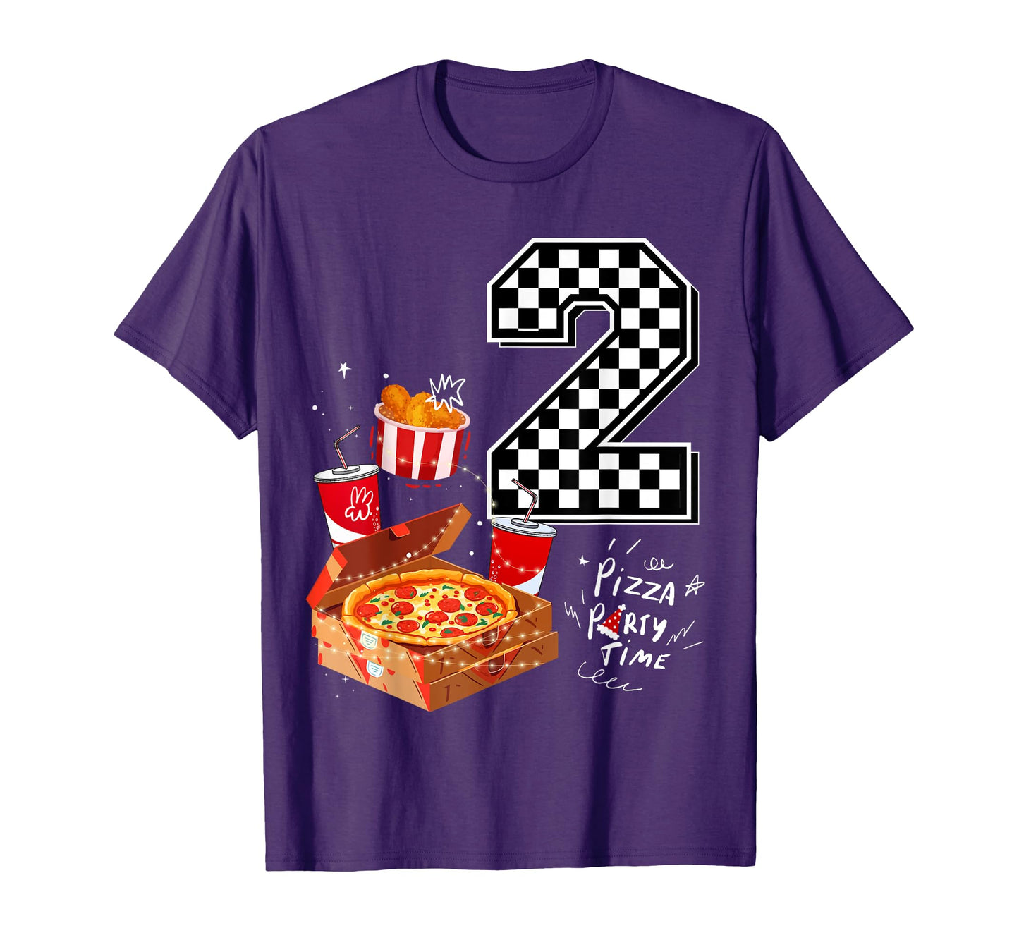Kids Funny Pizza Lover 2nd Birthday Crew 2 Years Old Matchin T-Shirt