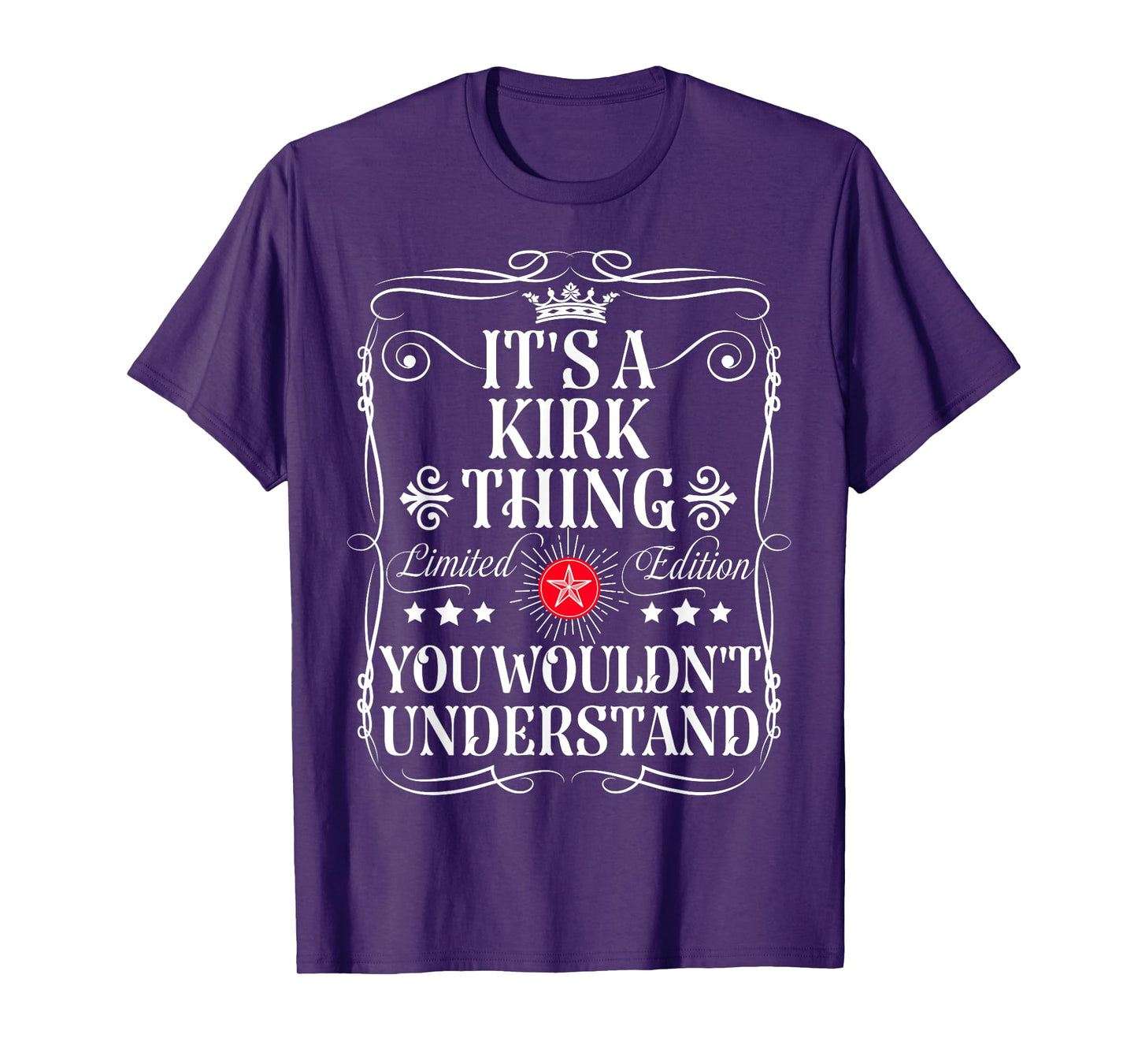 Funny Vintage Kirk Name T-Shirts And Gifts Kirk Name It's A Kirk Thing You Wouldn't Understand Unisex-Adults Kids T-Shirt Black Small