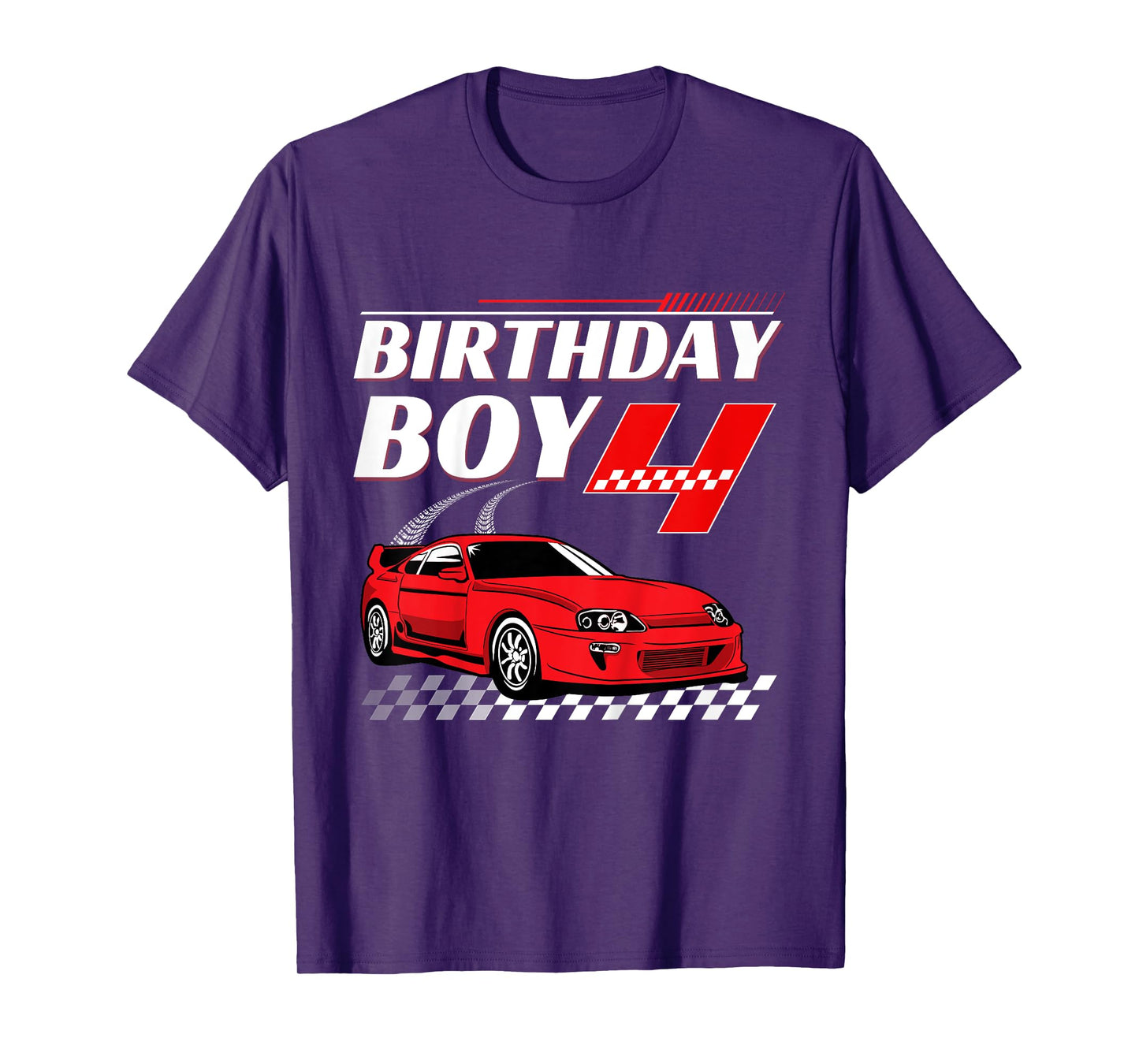 Kids Birthday Boy 4 years Race Car 4th Birthday Racing Car T-Shirt