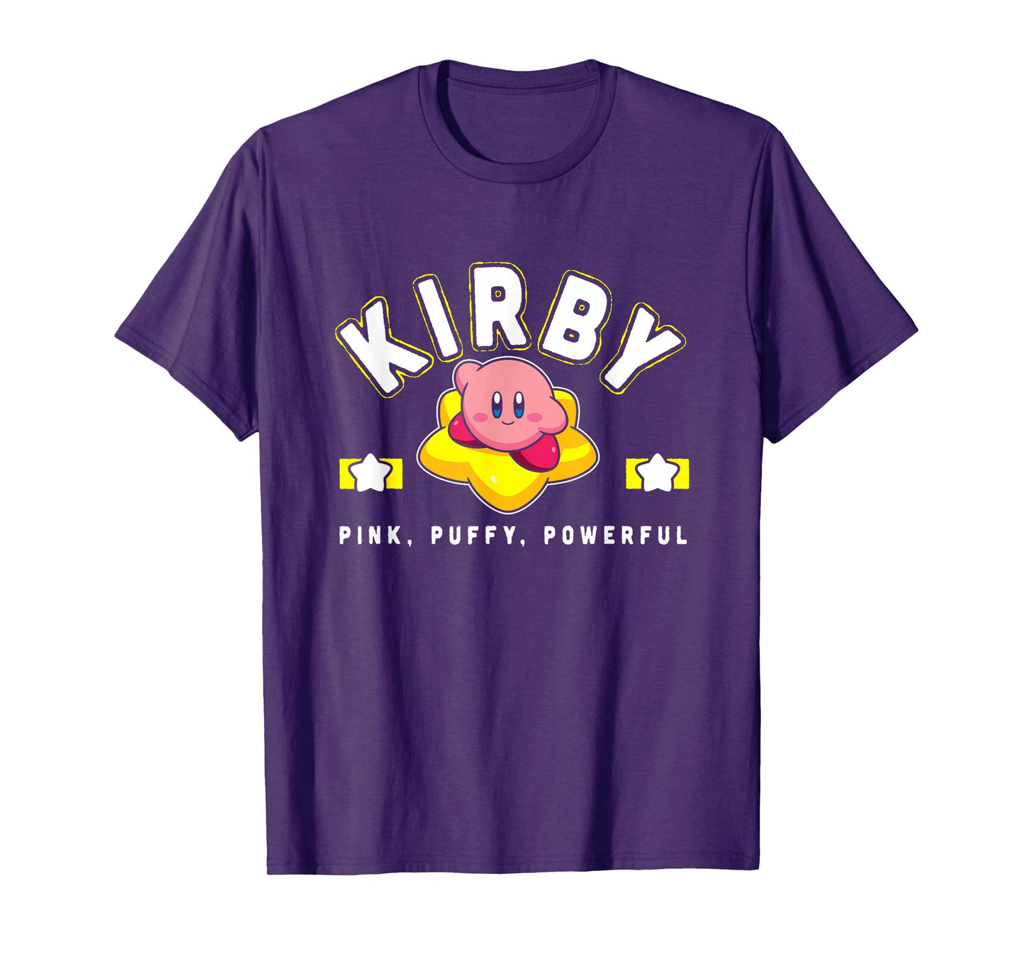 Kirby Pink Puffy Powerful Star Frame Varsity T-Shirt