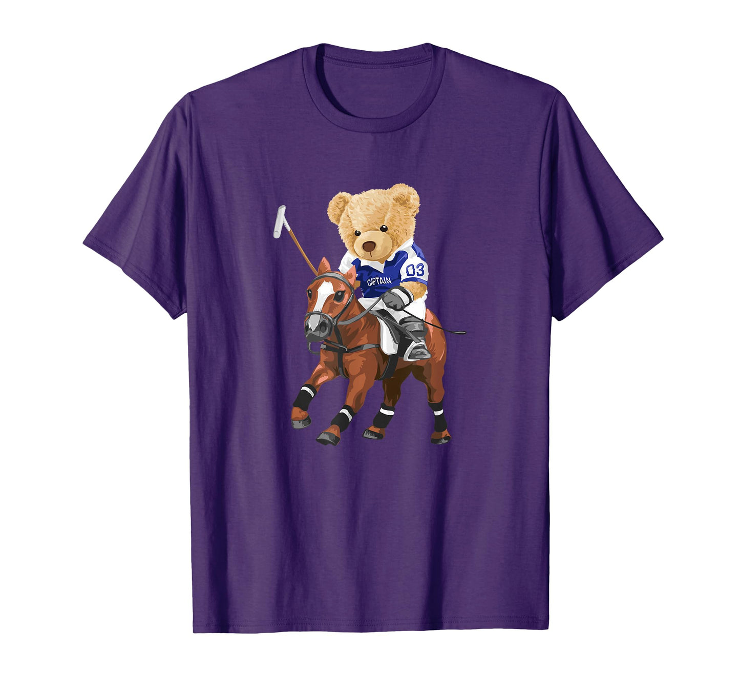 Cool Teddy Bear Playing Horse Polo Game Illustration Graphic T-Shirt