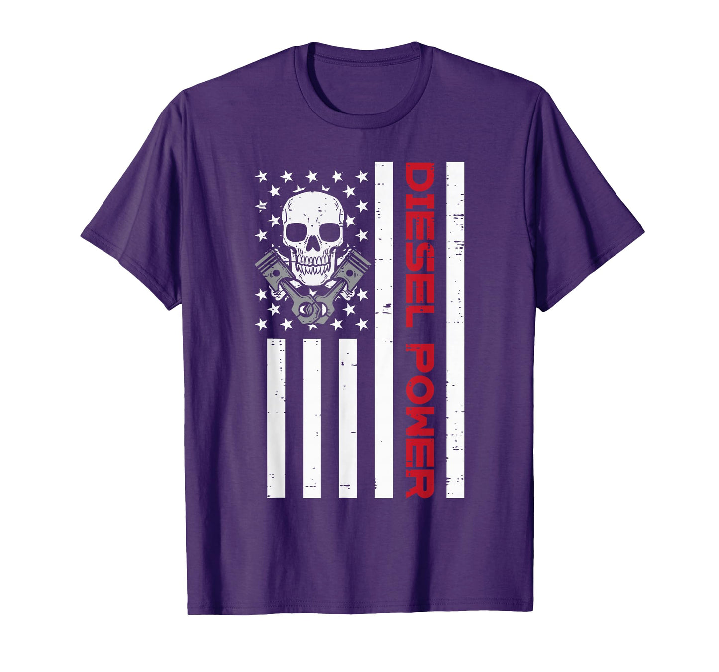 Truck Diesel Power US Flag Skull Patriotic Men Women Kids T-Shirt