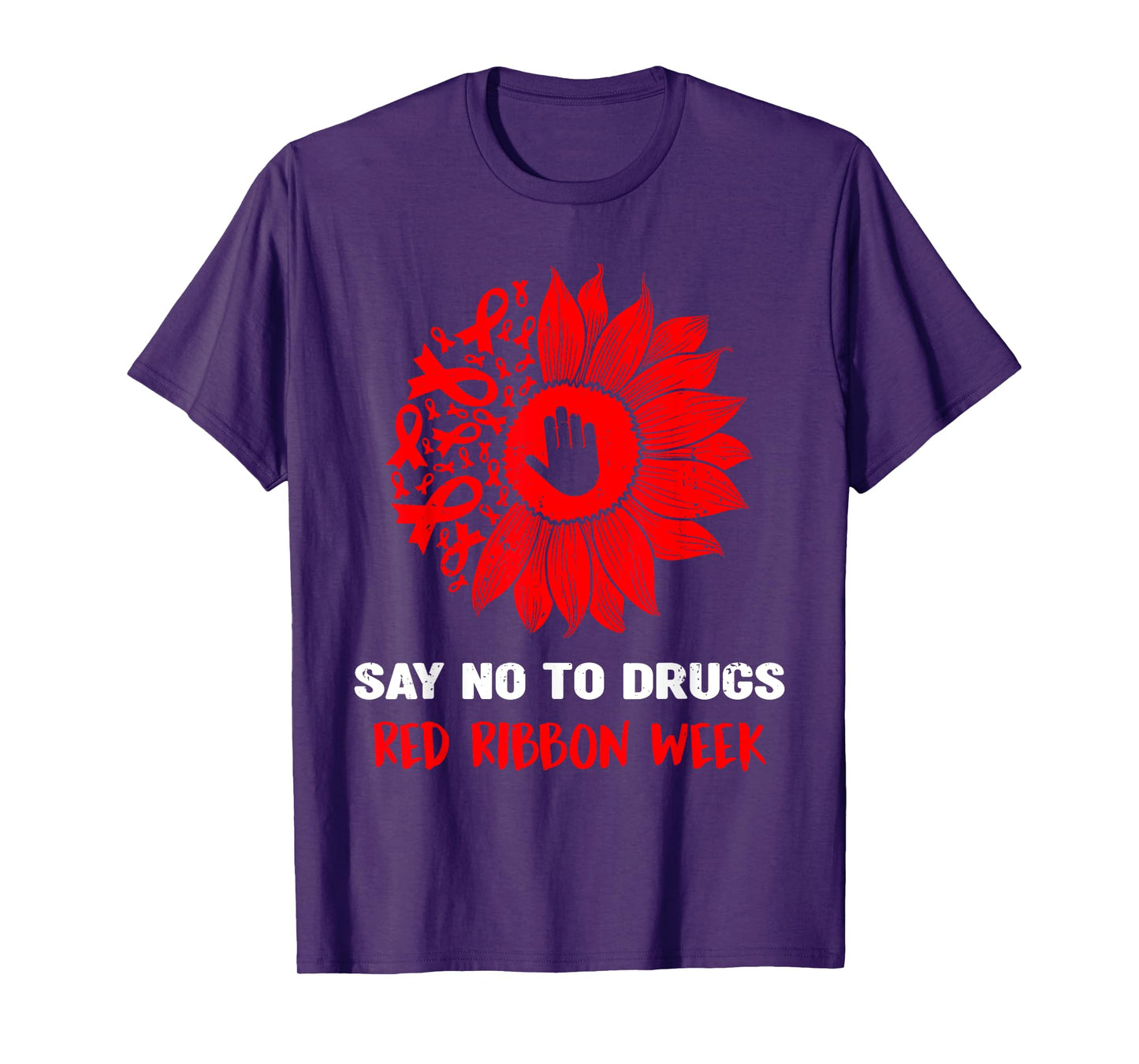 red ribbon week say no to drugs sunflower T-Shirt