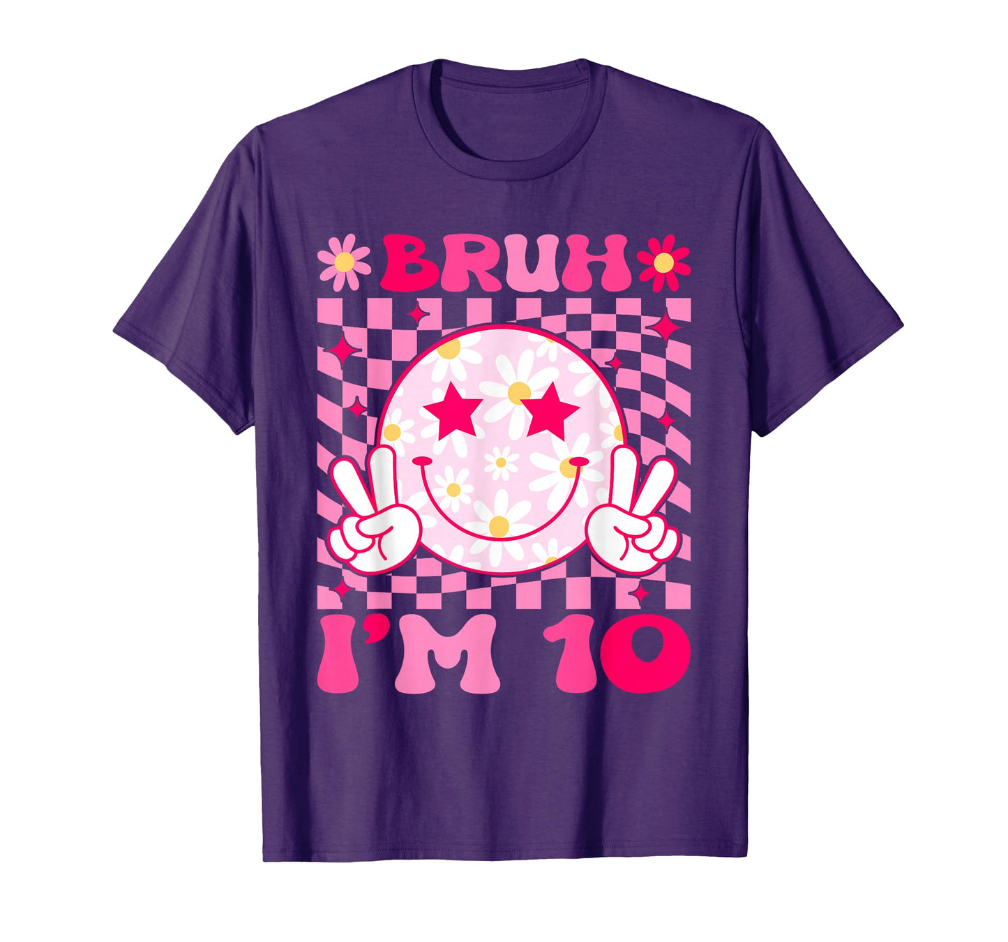 Groovy 10th Birthday Girls Boys 10 Years Old Bruh I'm 10 T-Shirt