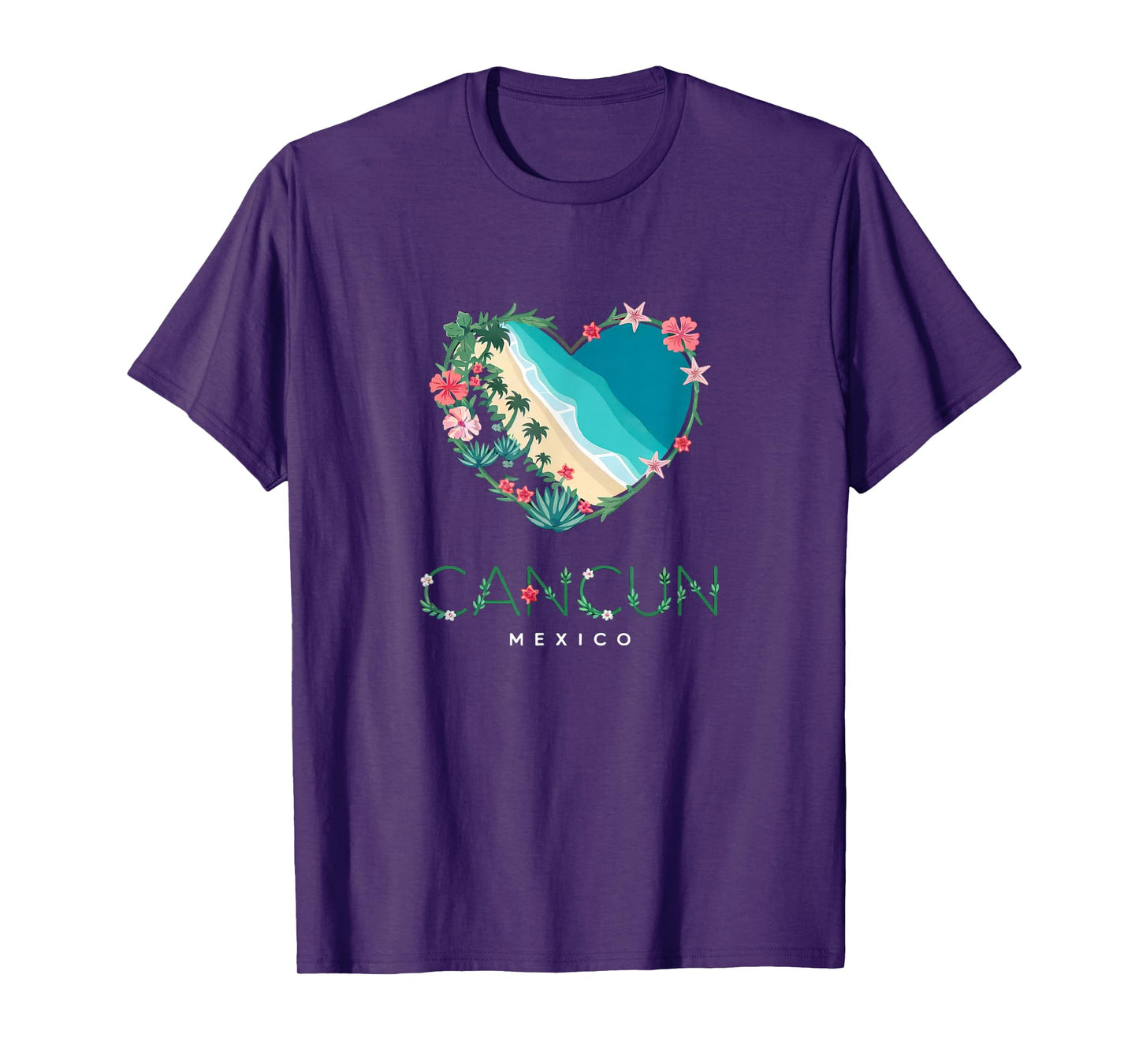 Cancun Floral Heart - Mexican Beach Lovers' Souvenir T-Shirt