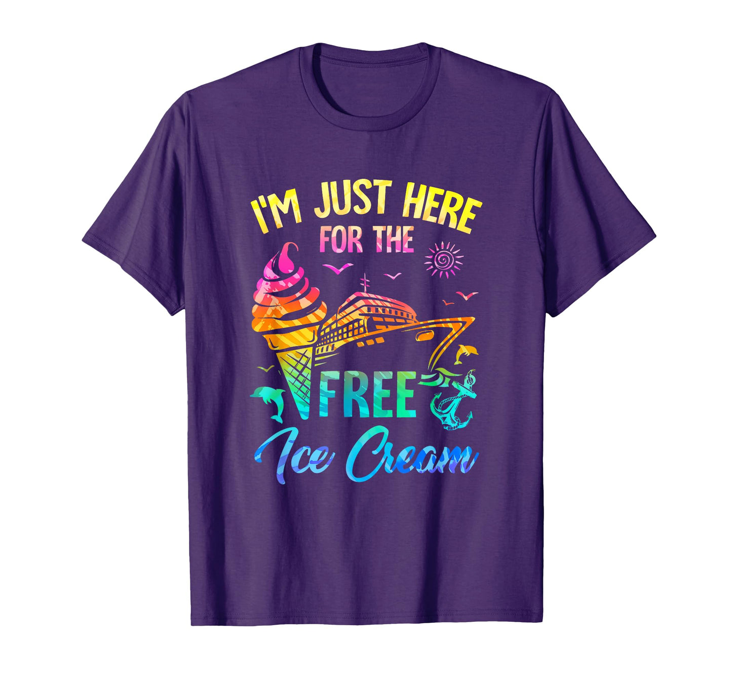 I'm Just Here For The Free Ice Cream Family Cruise Trip 2025 T-Shirt