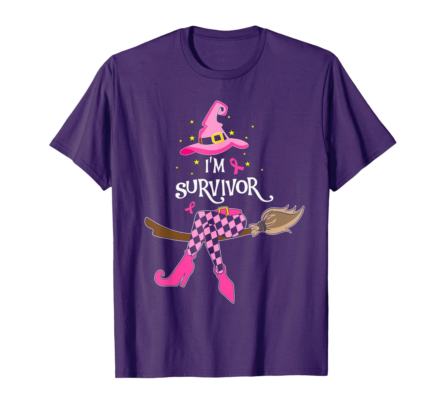 Witch Im A Survivor Halloween Breast Cancer Awareness Women T-Shirt