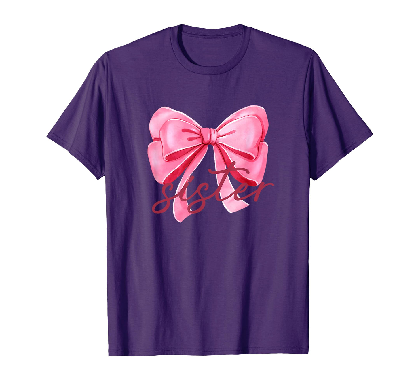 Sister Pink Bow Birthday Baby Shower Family Pink Ribbon T-Shirt