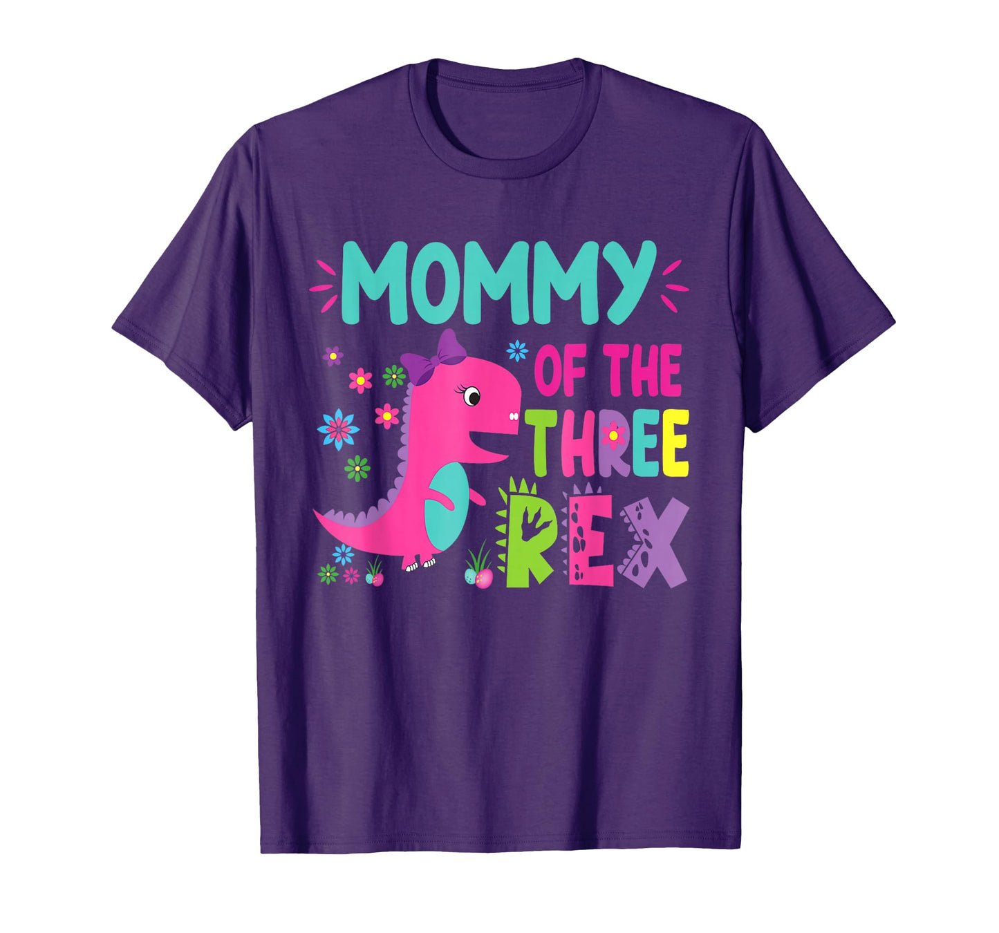 Mommy of the Three Rex Birthday Dinosaur Family Matching T-Shirt