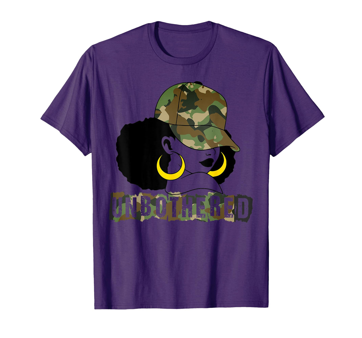 Unbothered Black Woman Camo Camouflage Melanin Black History T-Shirt