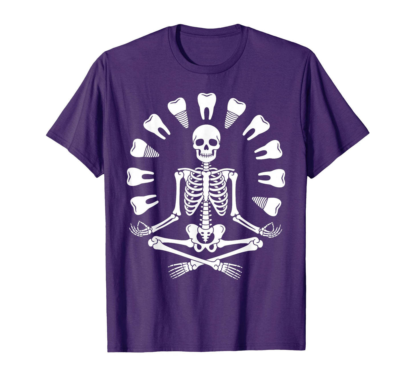 Funny Skeleton Yoga Dentist Tooth Dental Hygienist Halloween T-Shirt