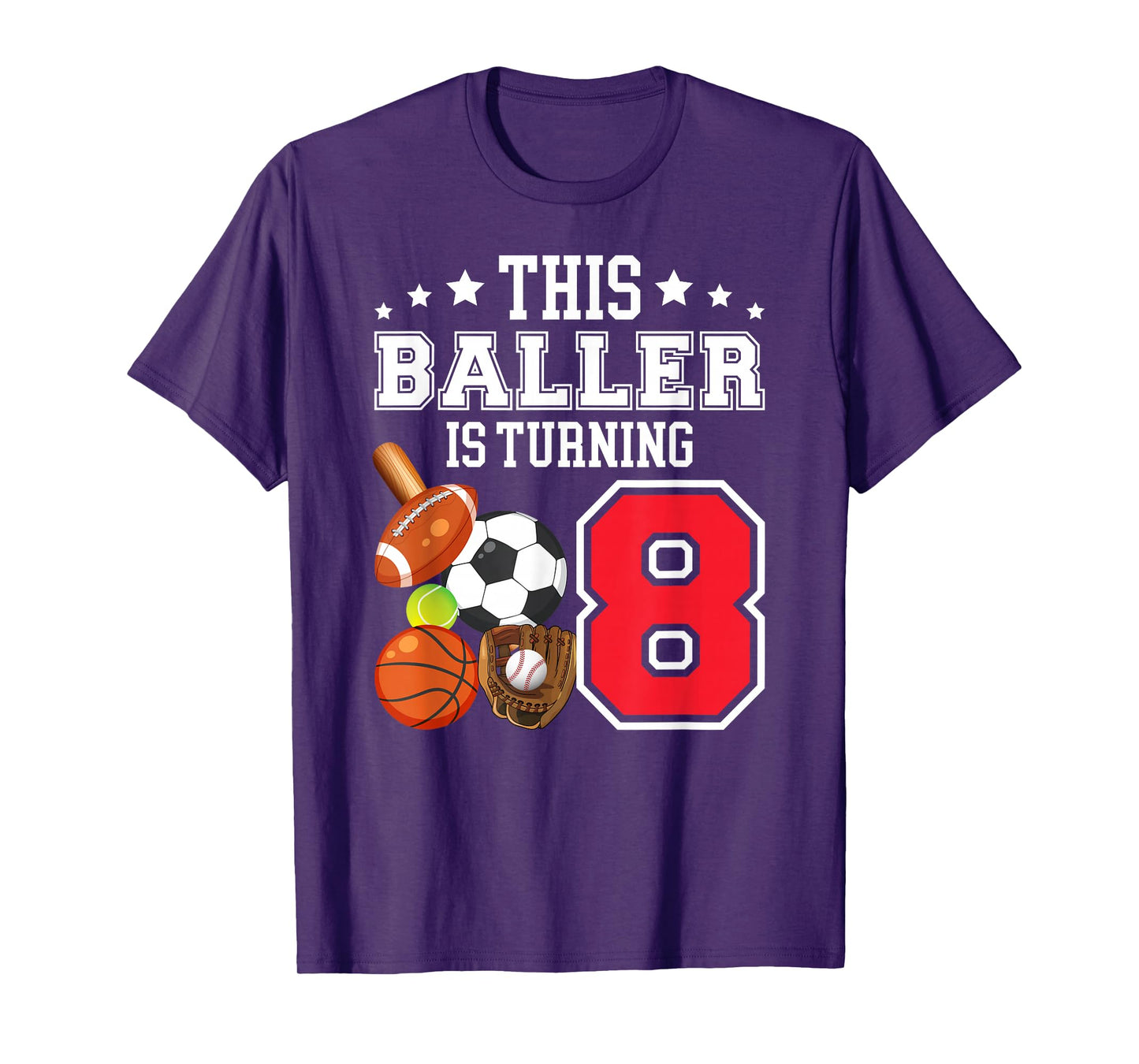 8th Birthday Sports Birthday Theme 8 Year Old Boy T-Shirt
