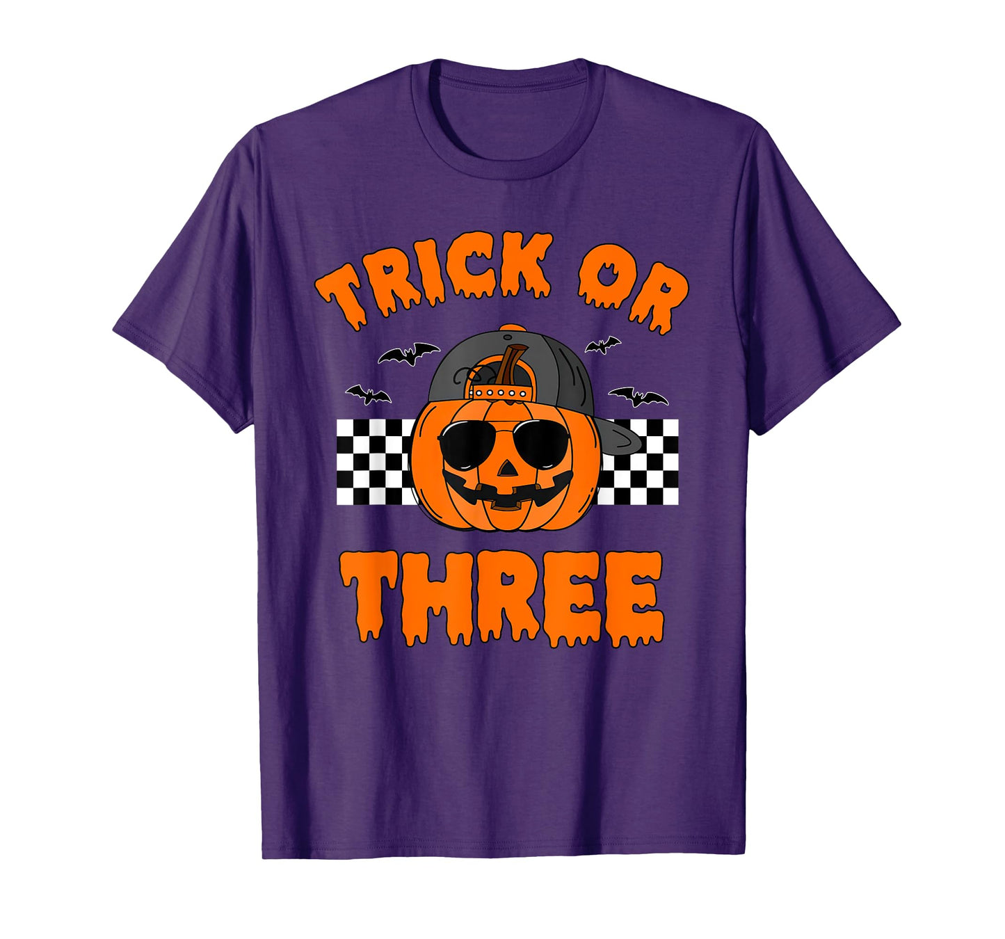 Trick or Three Pumpkin Halloween 3rd Birthday Boy 3 Years T-Shirt