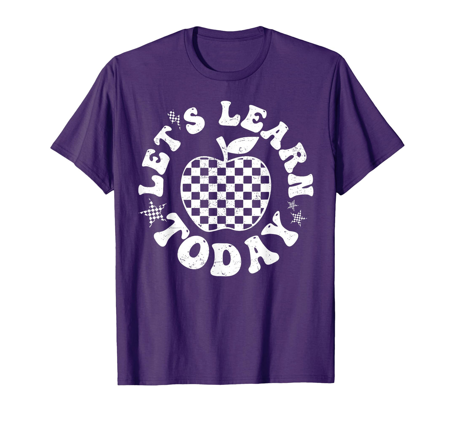 Let's Learn Today Checkered Apple Back To School Teacher T-Shirt