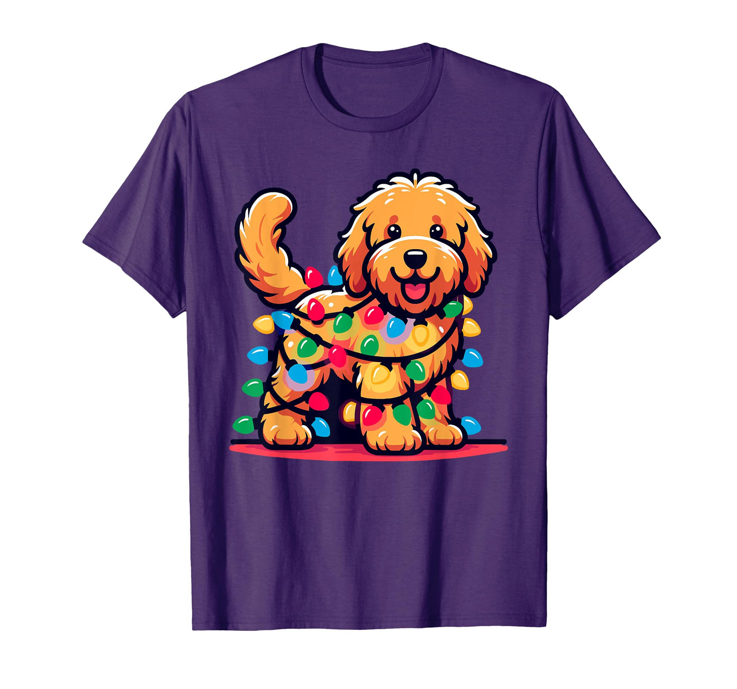 Goldendoodle Christmas Tree Xmas Lights Golden Doodle Dog T-Shirt