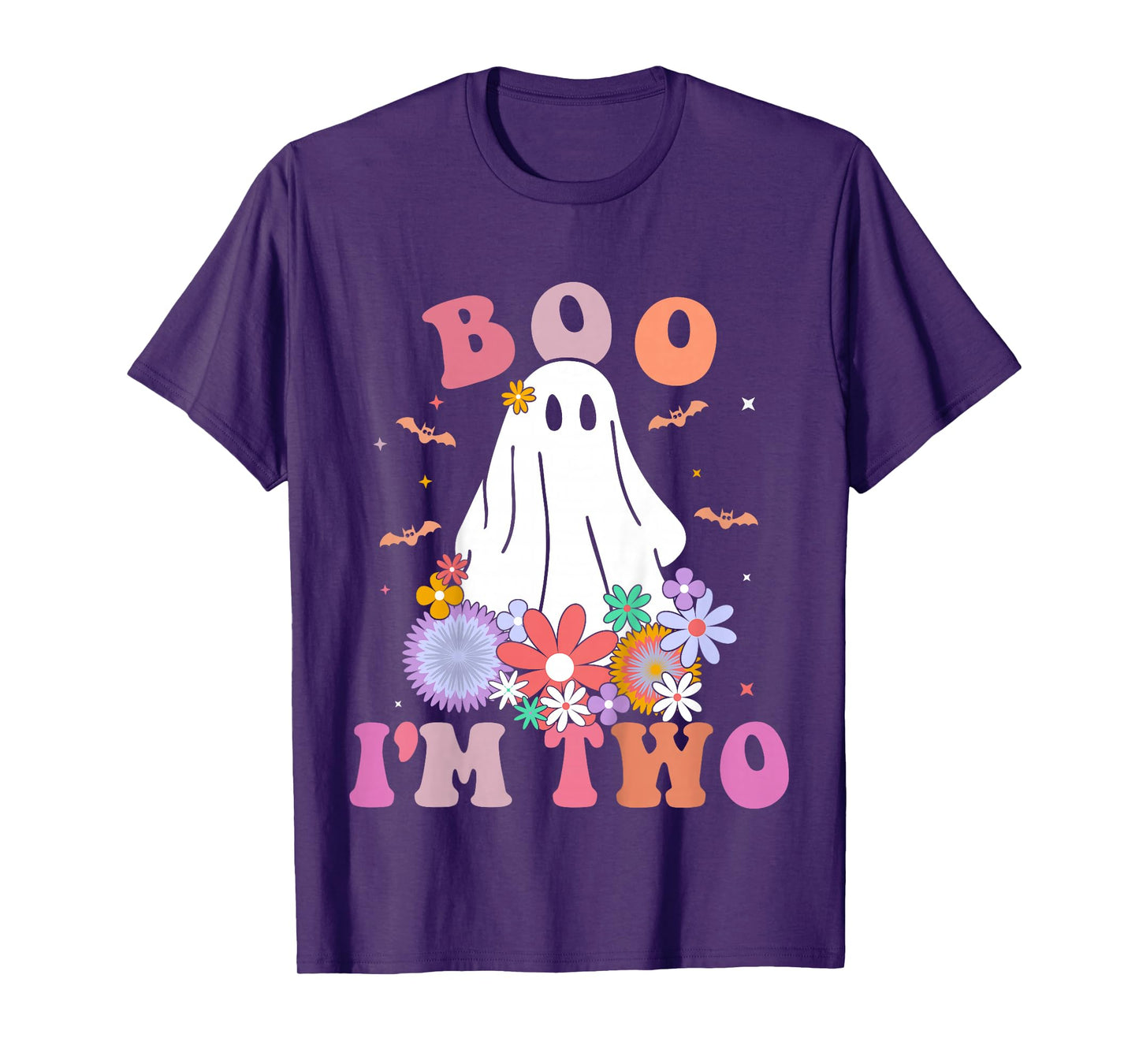 Kids Ghost Boo I'm Two Yr 2nd Birthday Kids Halloween Toddler T-Shirt