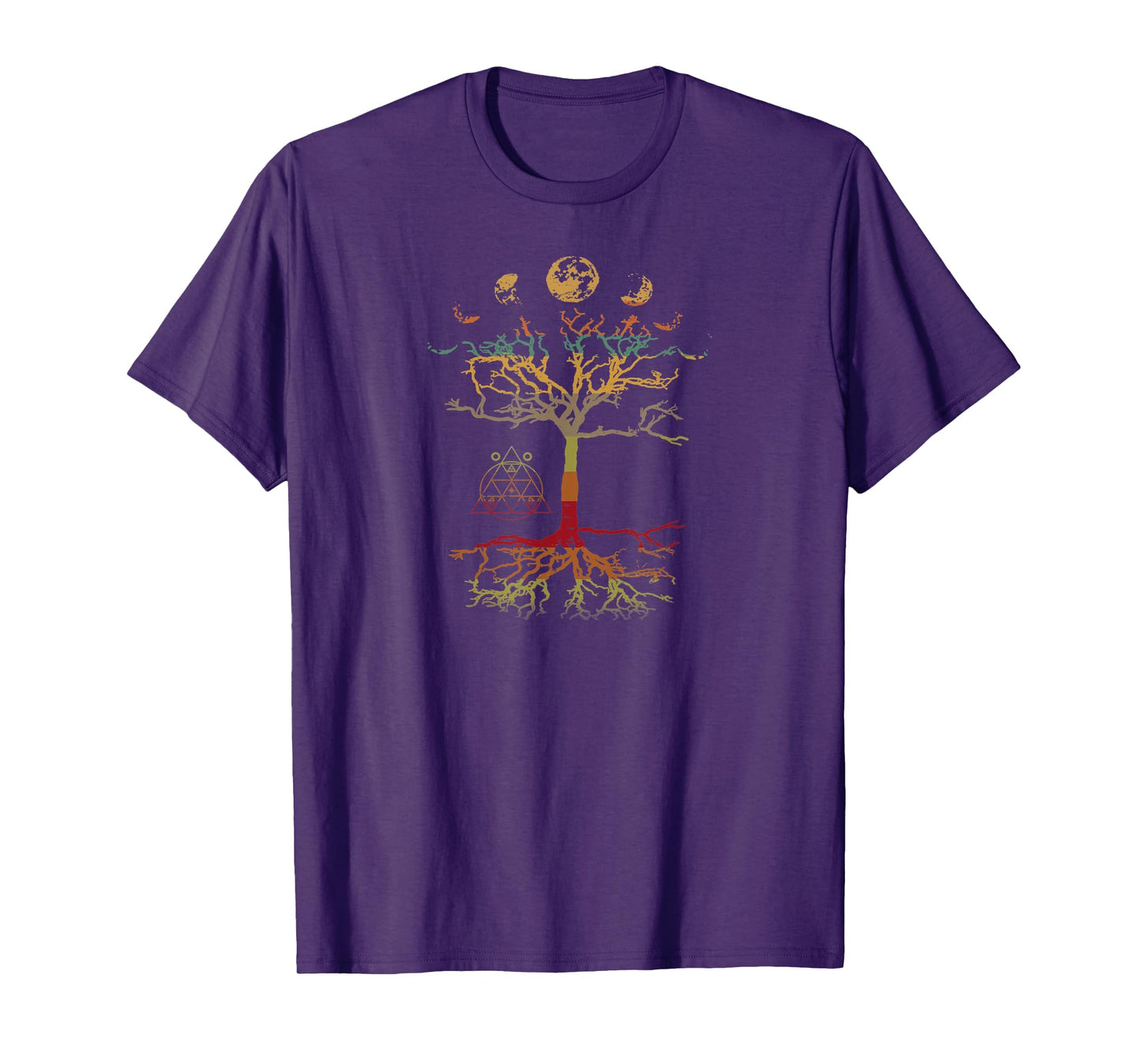 Phases of the Moon Tree of Life Retro Hippie T-Shirt