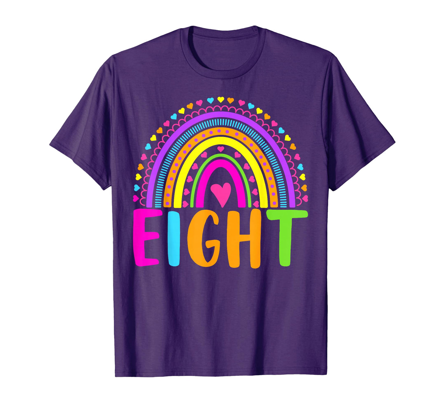 8th Birthday Shirt Girl 8 Year Old Girls Eight Rainbow Kids T-Shirt