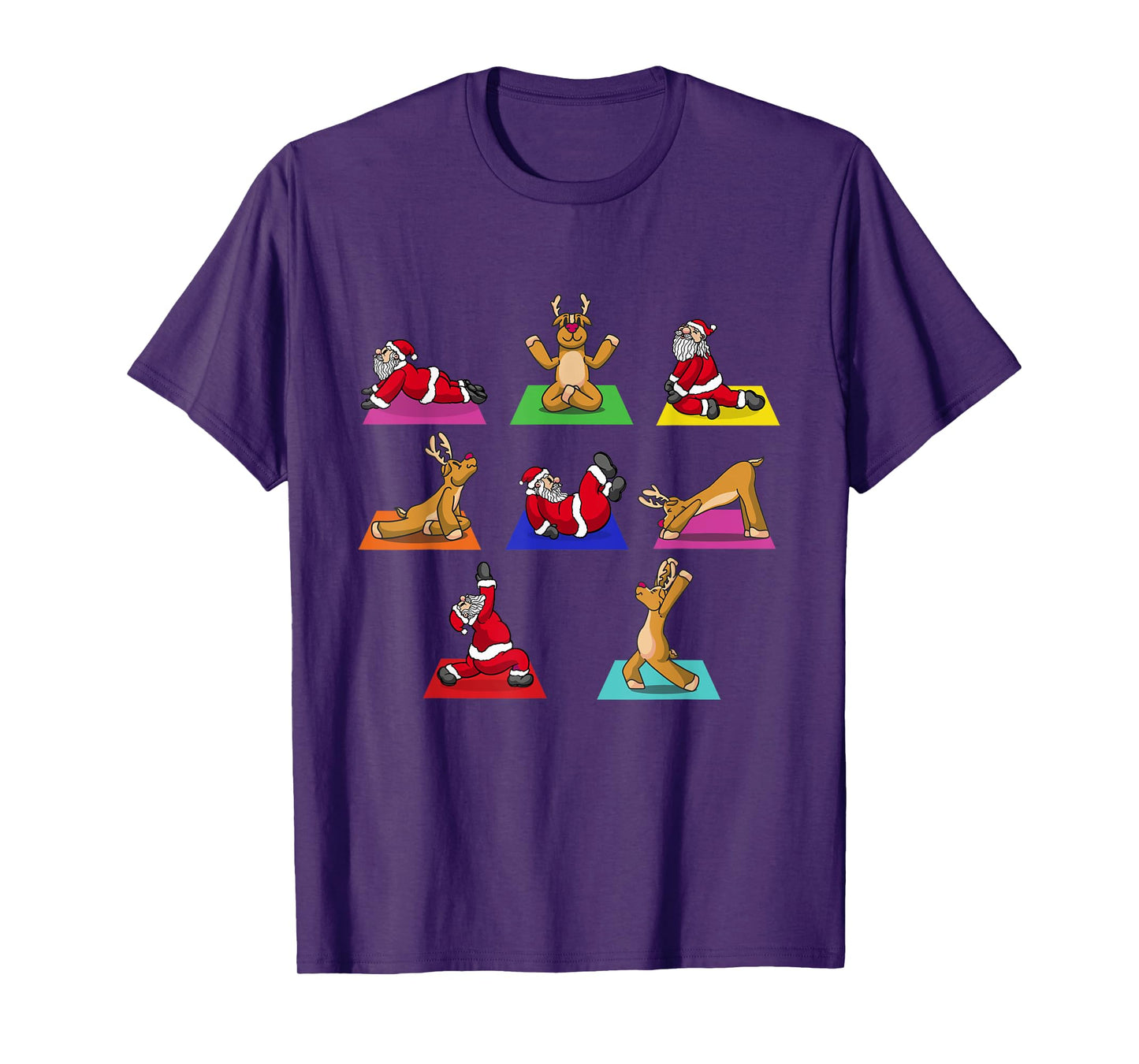 Reindeer Santa Claus Yoga Outfit Ladies Meditation Christmas T-Shirt