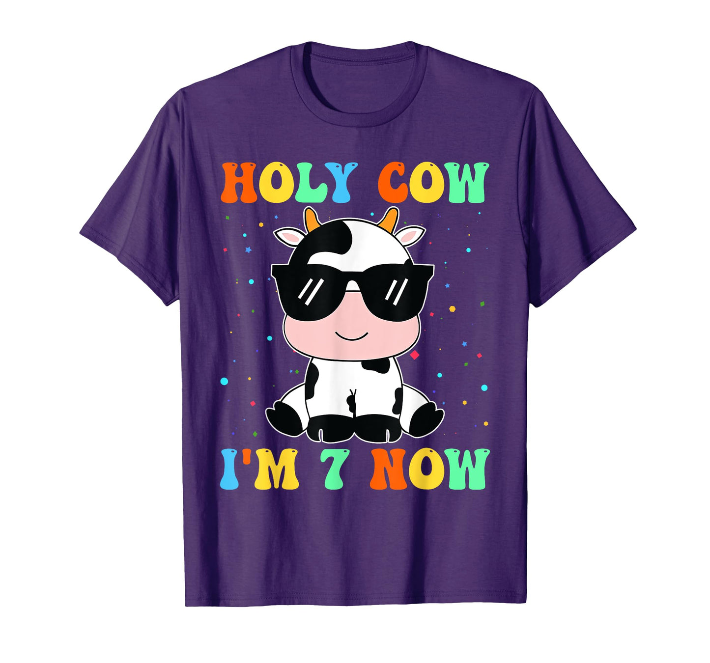 Kids Holy Cow I'm Two 7 Years Old 7th Birthday Boy Girl T-Shirt