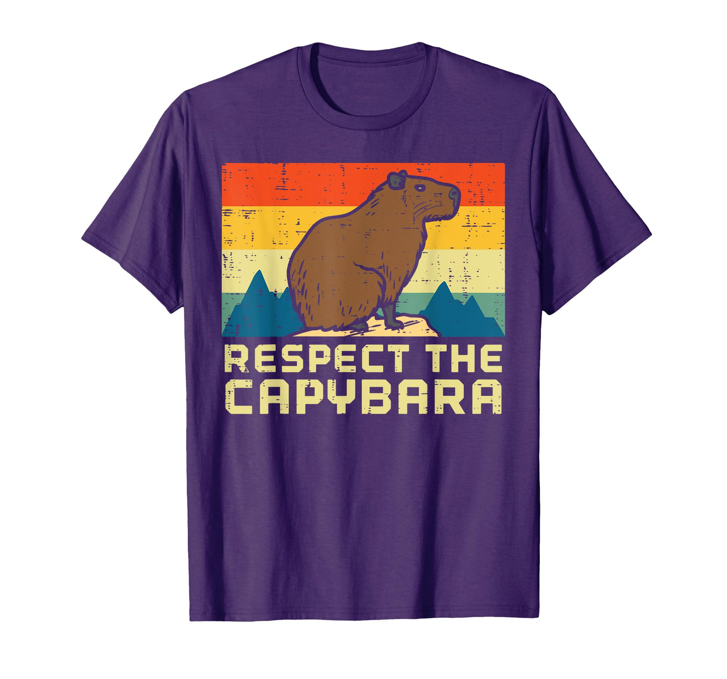 Respect The Capybara Retro Capy Rodent Animal Men Women Kids T-Shirt