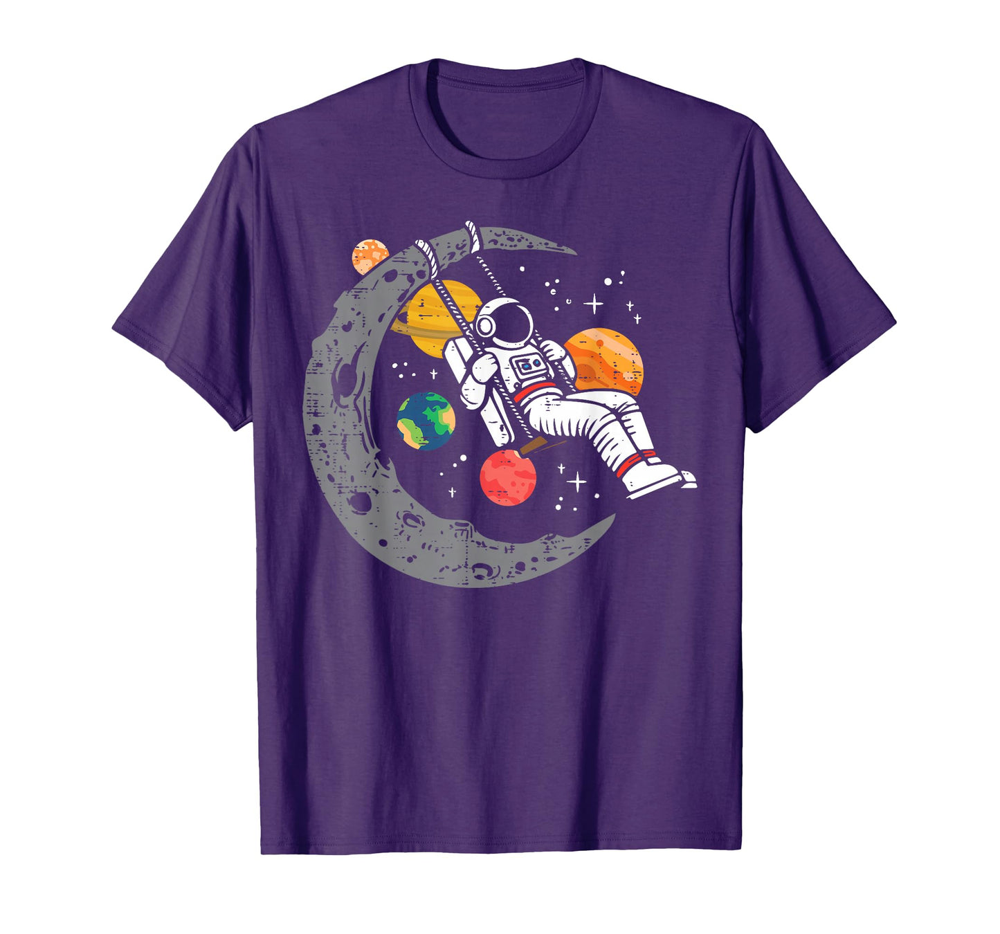 Astronaut Moon Swing Planets Space Galaxy Women Kids Men T-Shirt