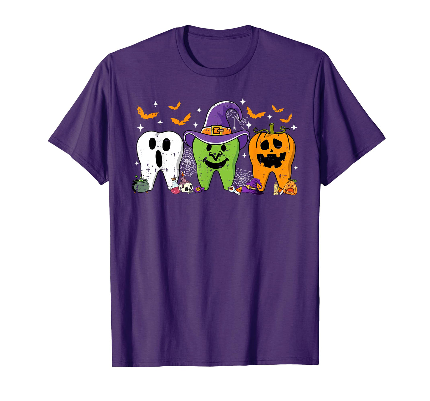 Cute Dental Halloween Dentist Teeth Ghost Pumpkin Witch T-Shirt