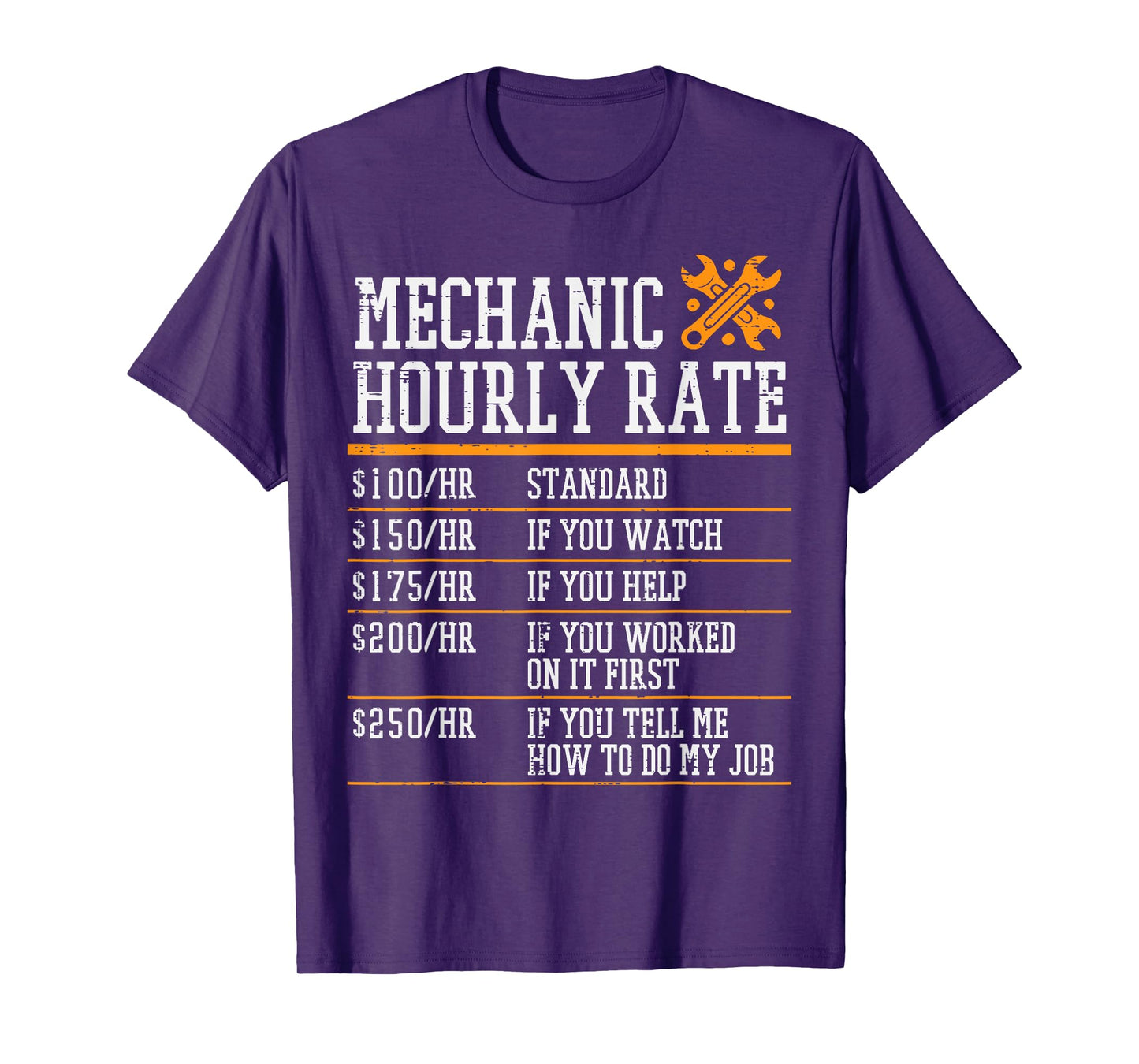 Mechanic Hourly Rate Funny Car Guy Automotive Joke Men Women T-Shirt